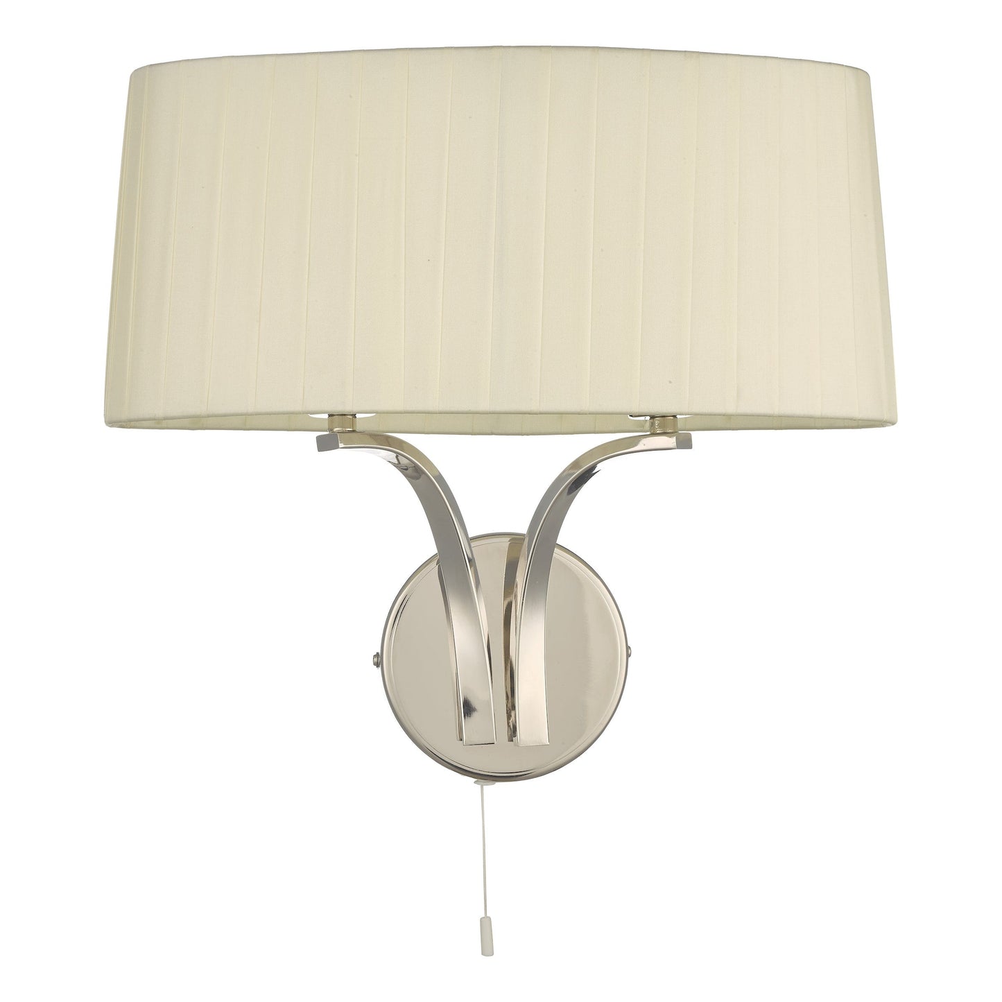 dar lighting Cristin 2 Light Wall Light Polished Nickel With Ivory Shade CRI092