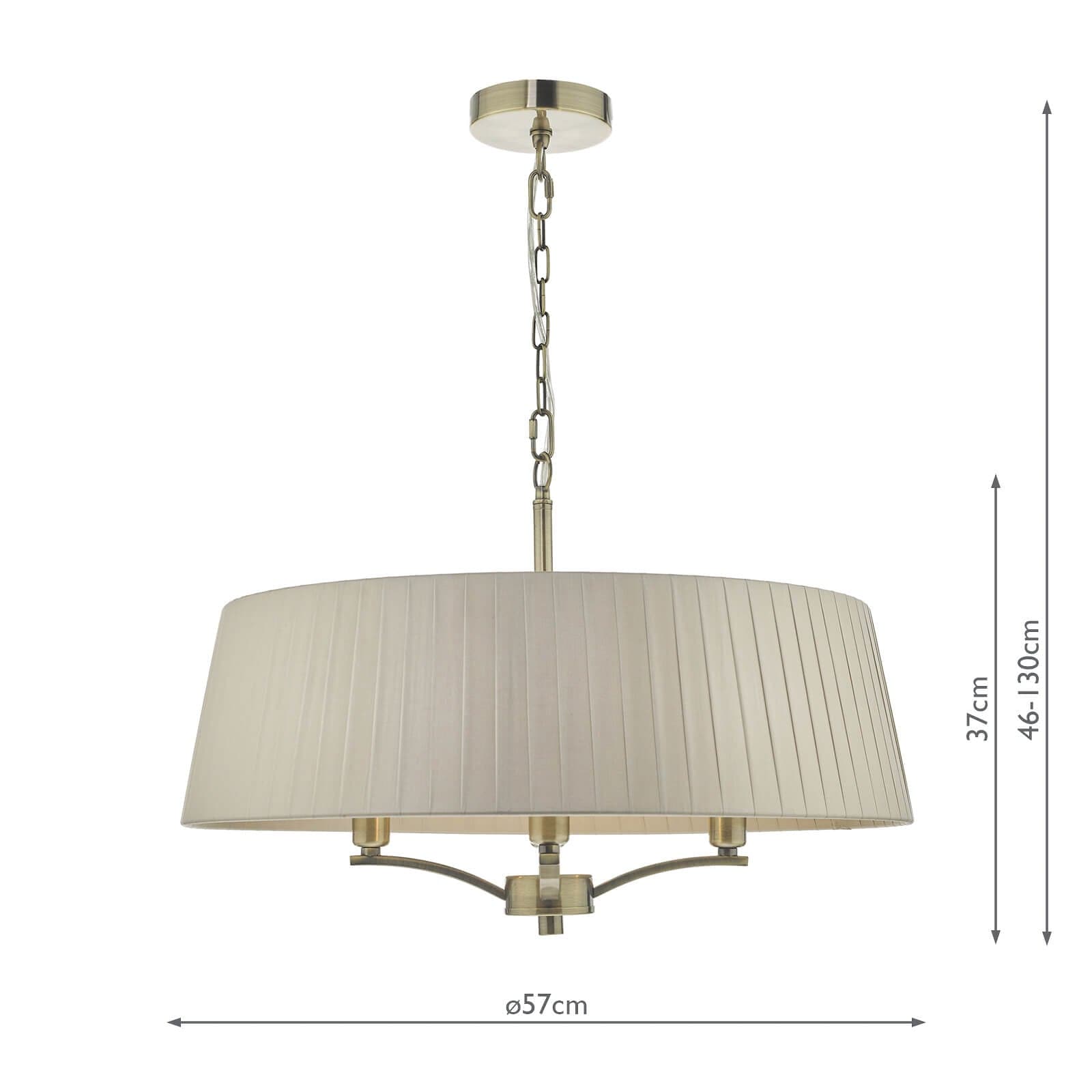 dar lighting Cristin 4 Light Pendant Antique Brass With Taupe Shade CRI0429