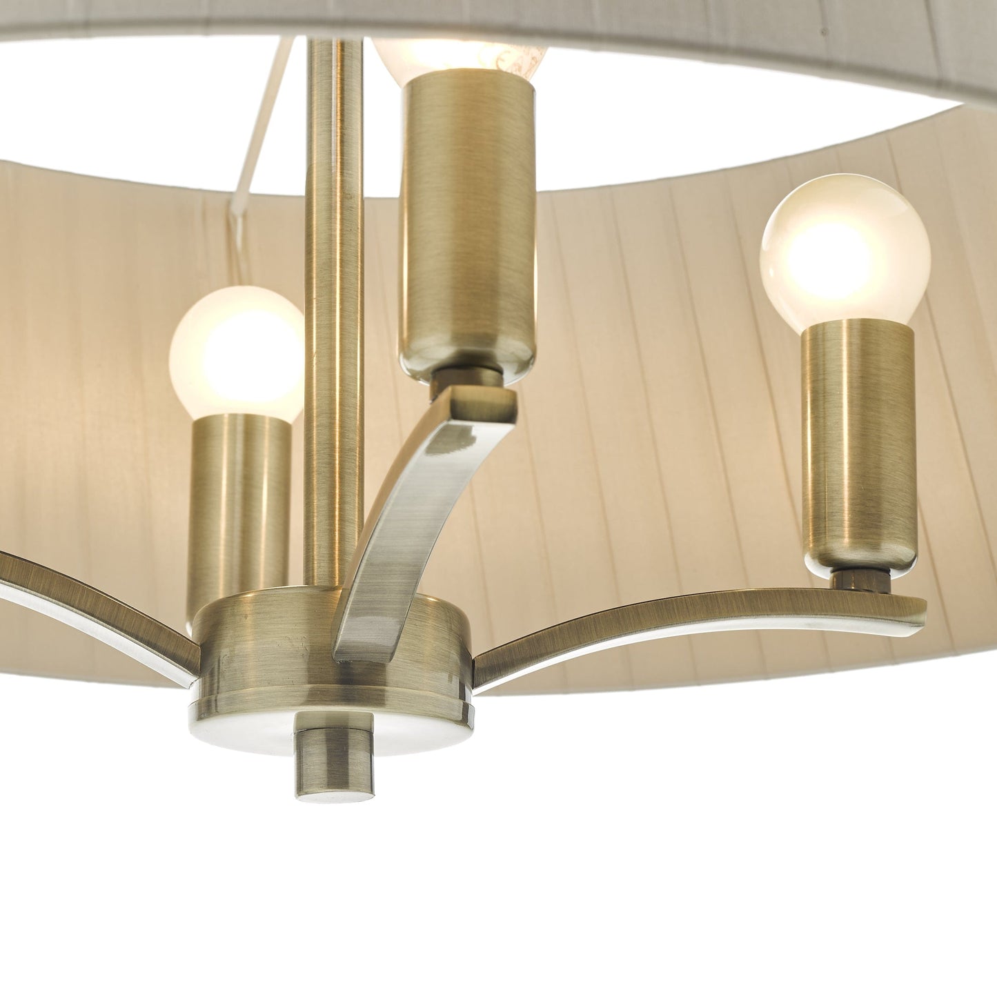 dar lighting Cristin 4 Light Pendant Antique Brass With Taupe Shade CRI0429