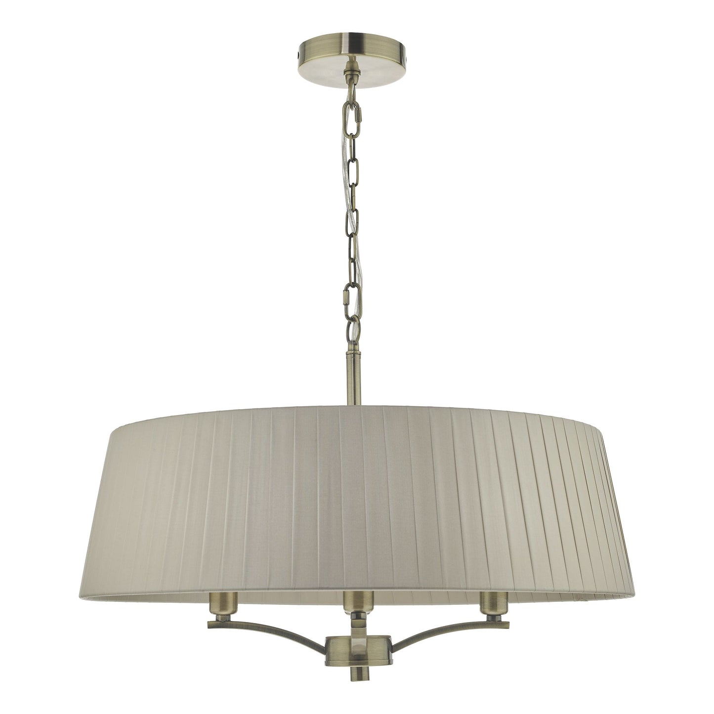 dar lighting Cristin 4 Light Pendant Antique Brass With Taupe Shade CRI0429