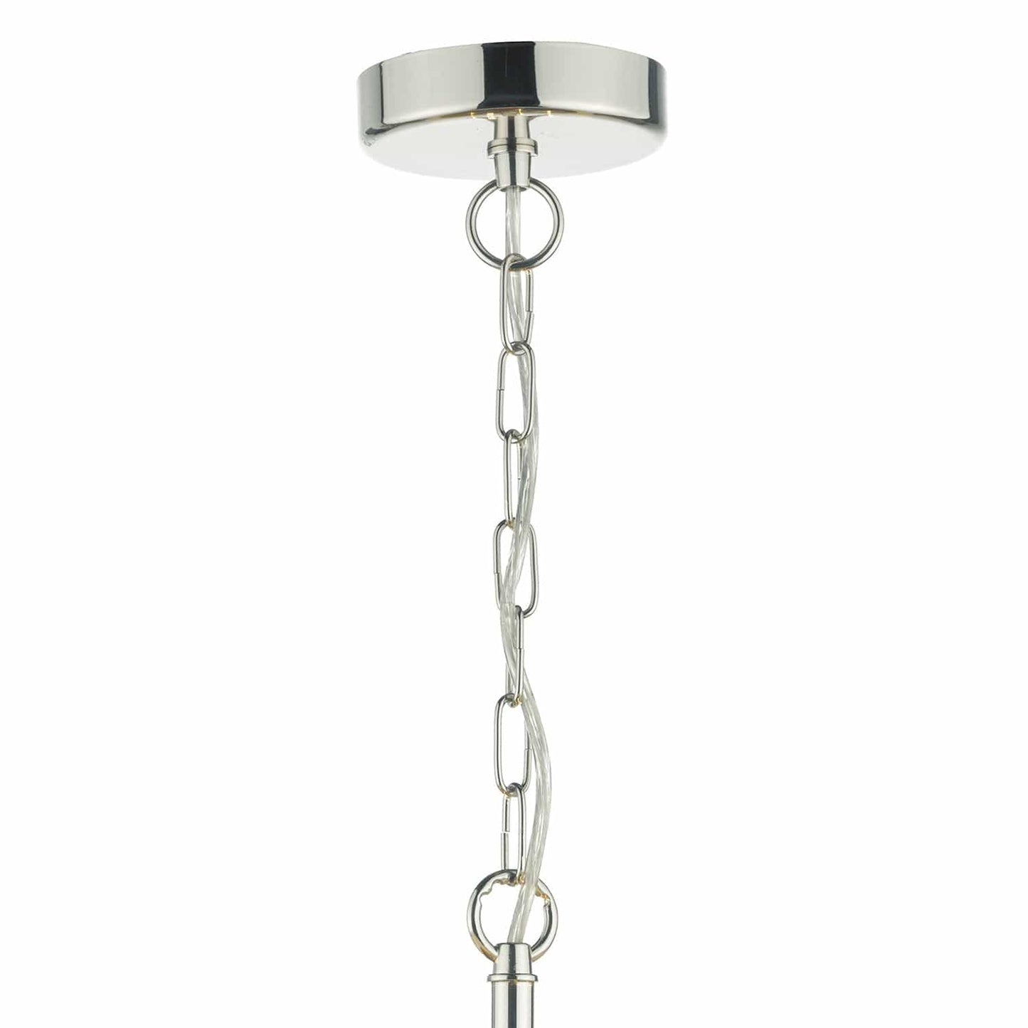dar lighting Cristin 4 Light Pendant Polished Nickel With Ivory Shade CRI042