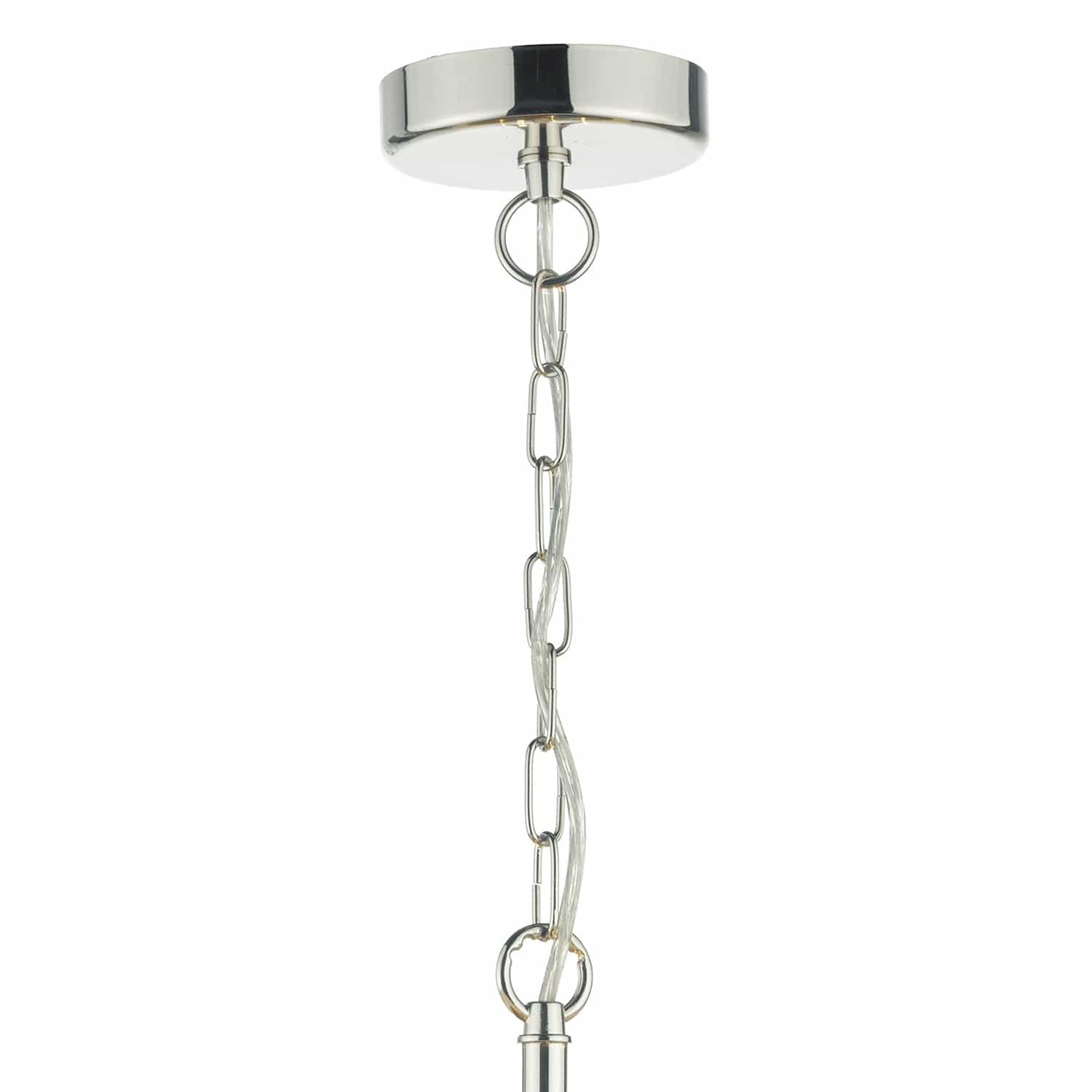 dar lighting Cristin 4 Light Pendant Polished Nickel With Ivory Shade CRI042
