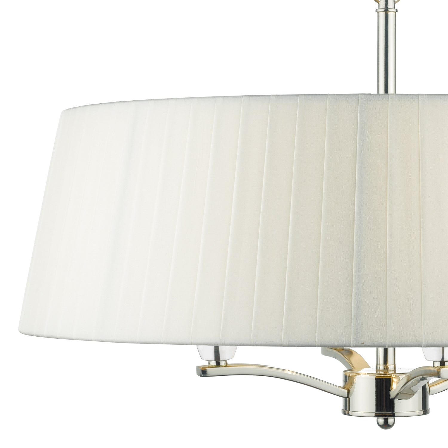 dar lighting Cristin 4 Light Pendant Polished Nickel With Ivory Shade CRI042