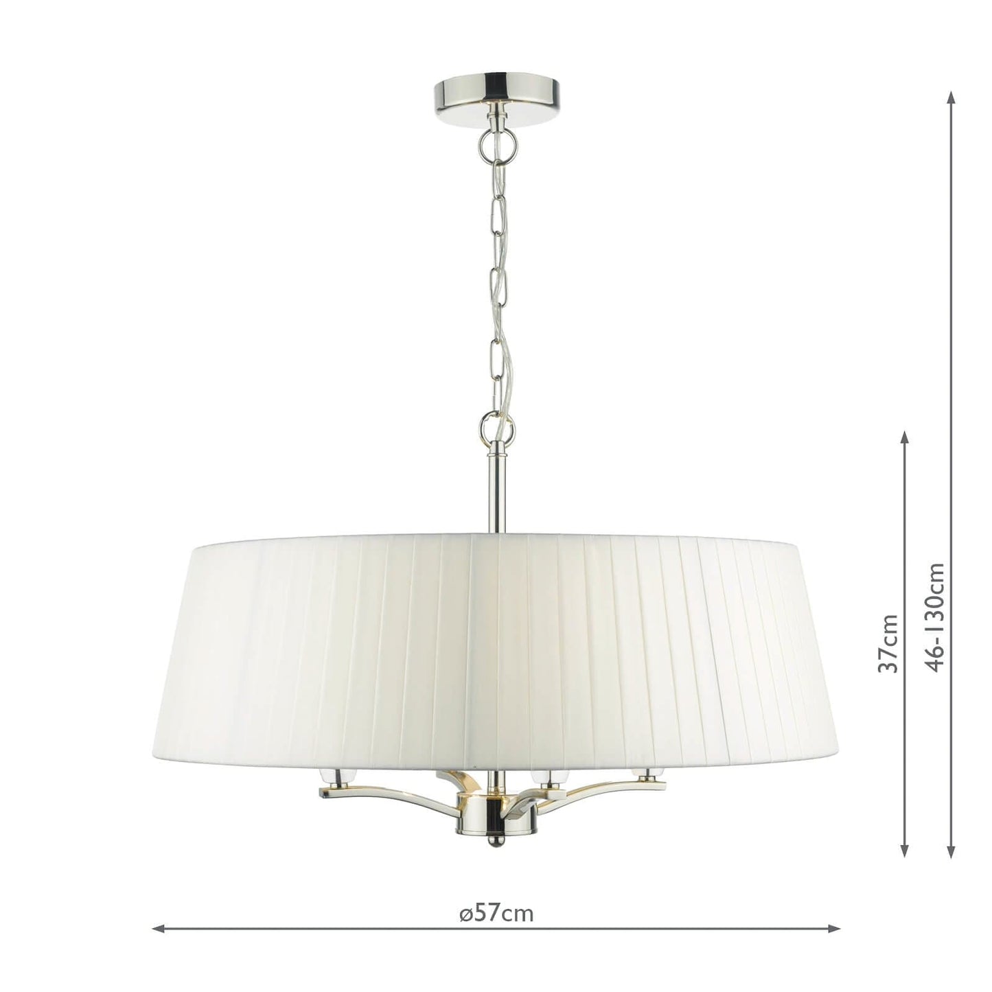 dar lighting Cristin 4 Light Pendant Polished Nickel With Ivory Shade CRI042