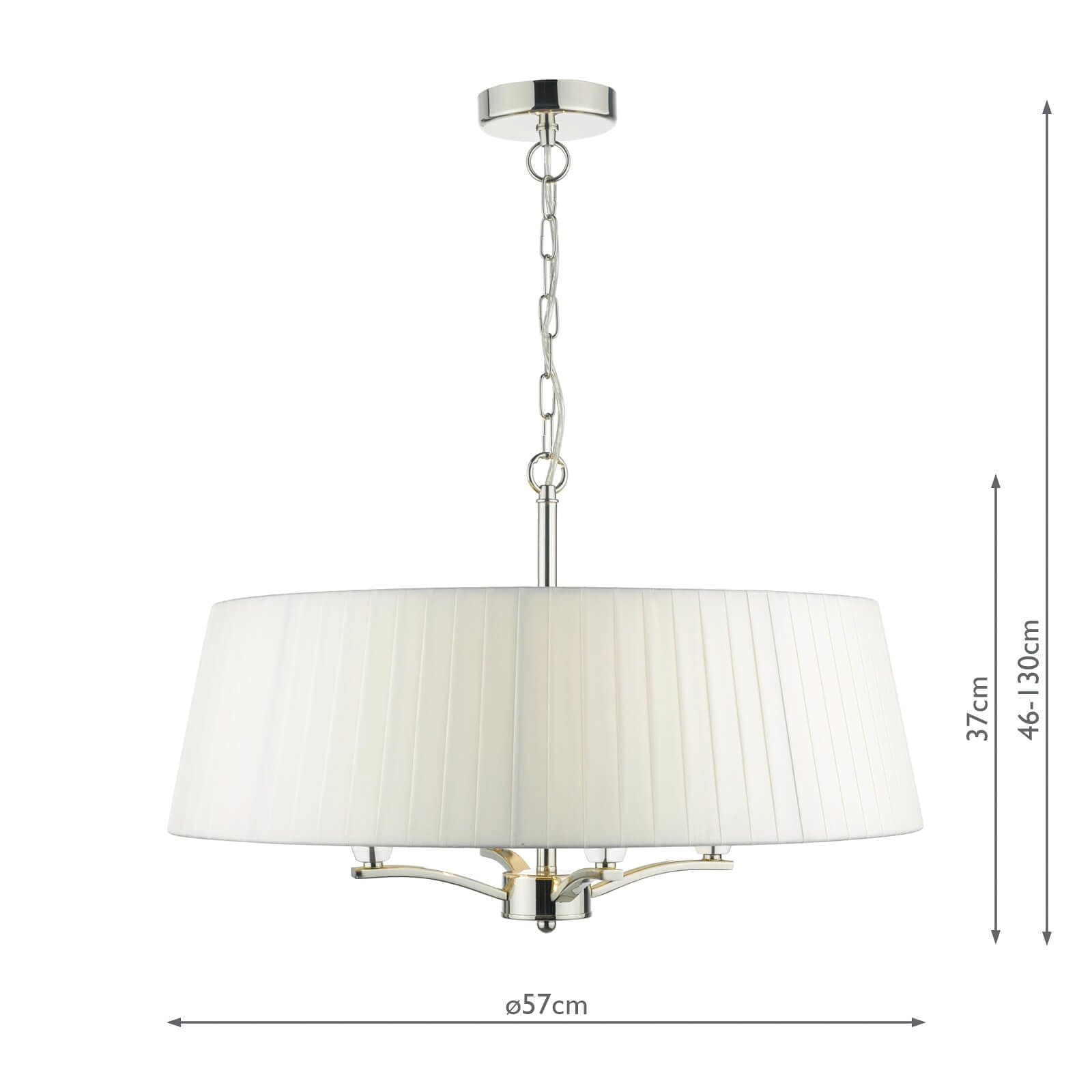 dar lighting Cristin 4 Light Pendant Polished Nickel With Ivory Shade CRI042
