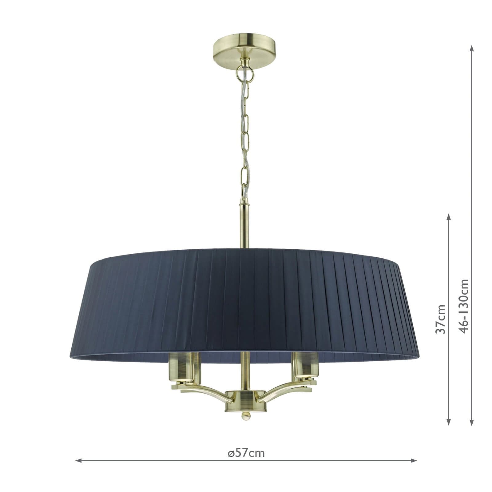 dar lighting Cristin 4 Light Pendant Satin Brass With Navy Shade CRI0423