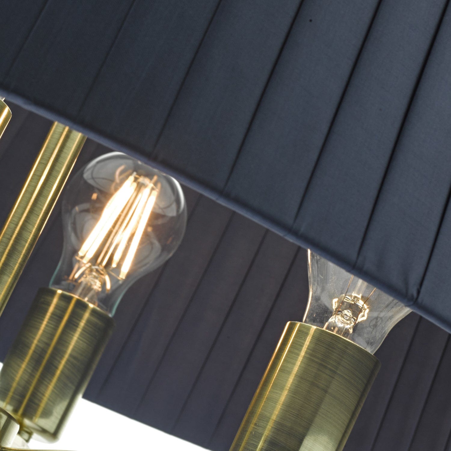 dar lighting Cristin 4 Light Pendant Satin Brass With Navy Shade CRI0423