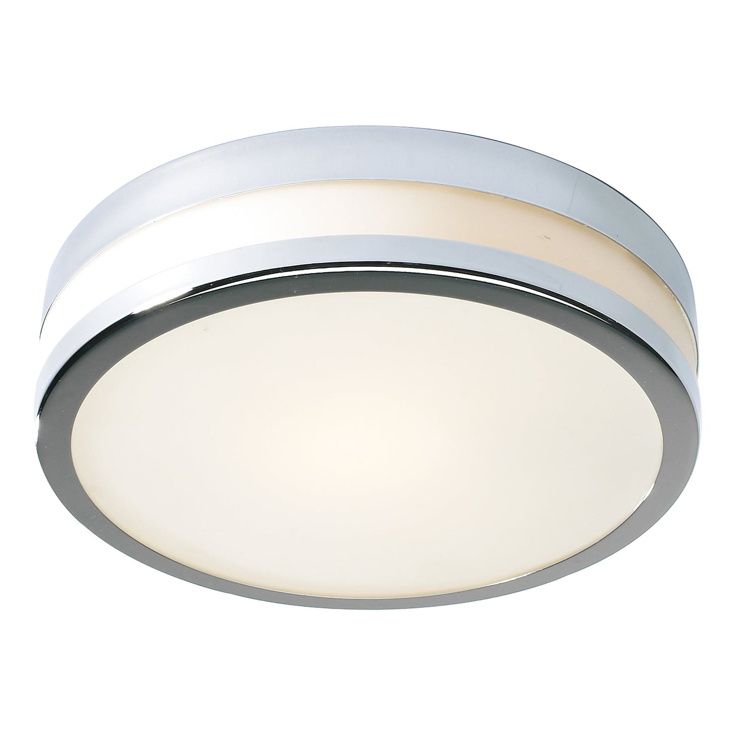 dar lighting Cyro Large Bathroom Flush Polished Chrome Opal Glass IP44 CYR5050