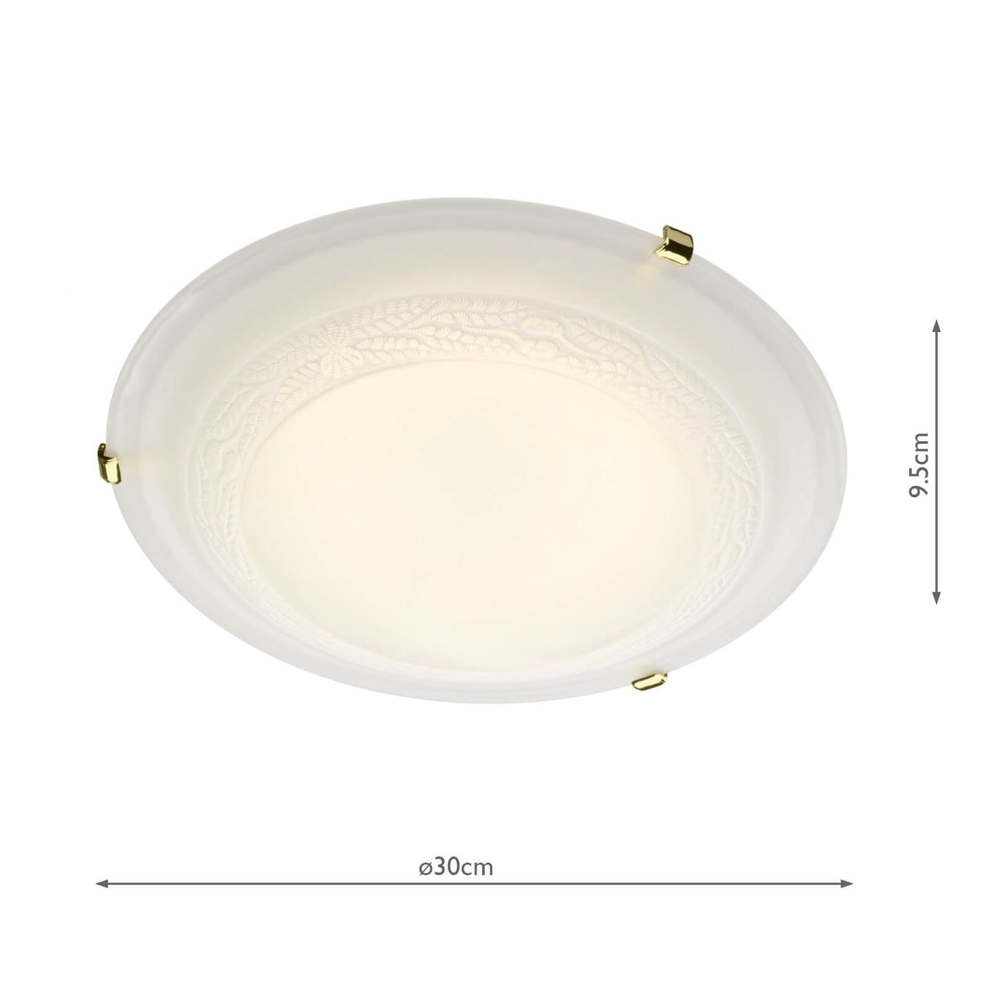 dar lighting Damask Flush Alabaster Glass Brass 30cm DAM522