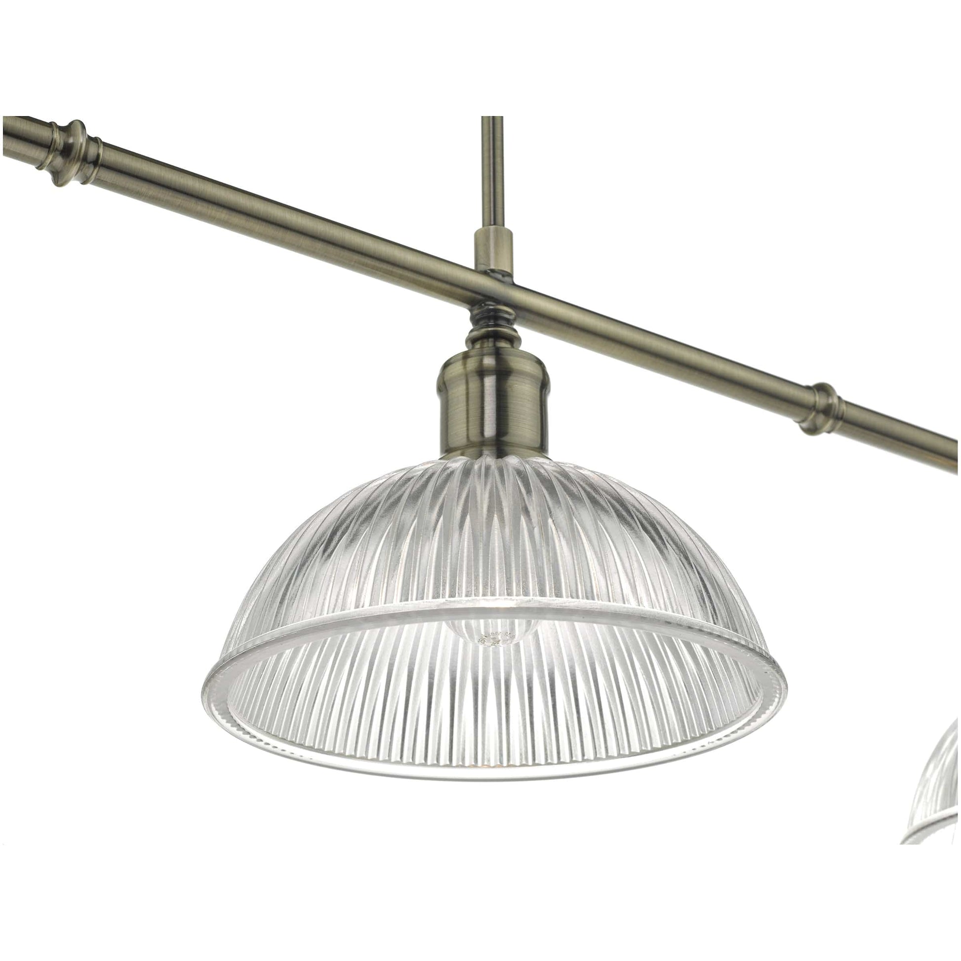 dar lighting Dara 3 Light Bar Pendant Antique Brass & Glass DAR0375