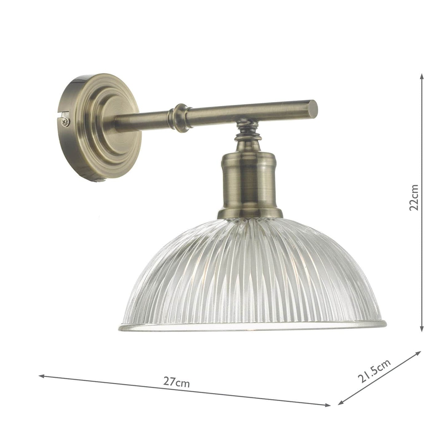 dar lighting Dara Wall Light Antique Brass & Glass DAR0775