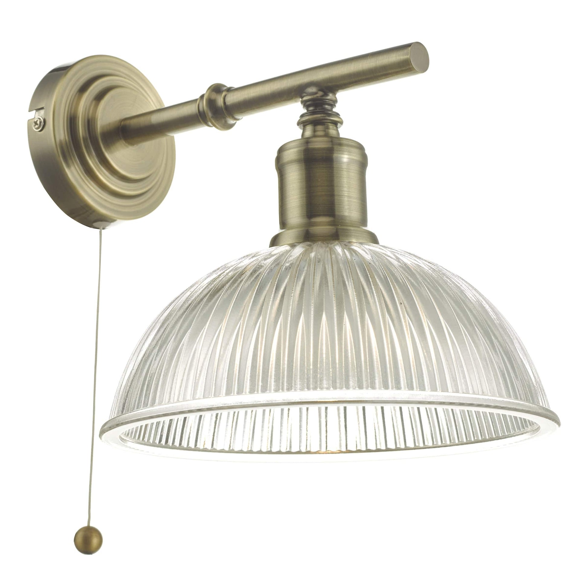 dar lighting Dara Wall Light Antique Brass & Glass DAR0775