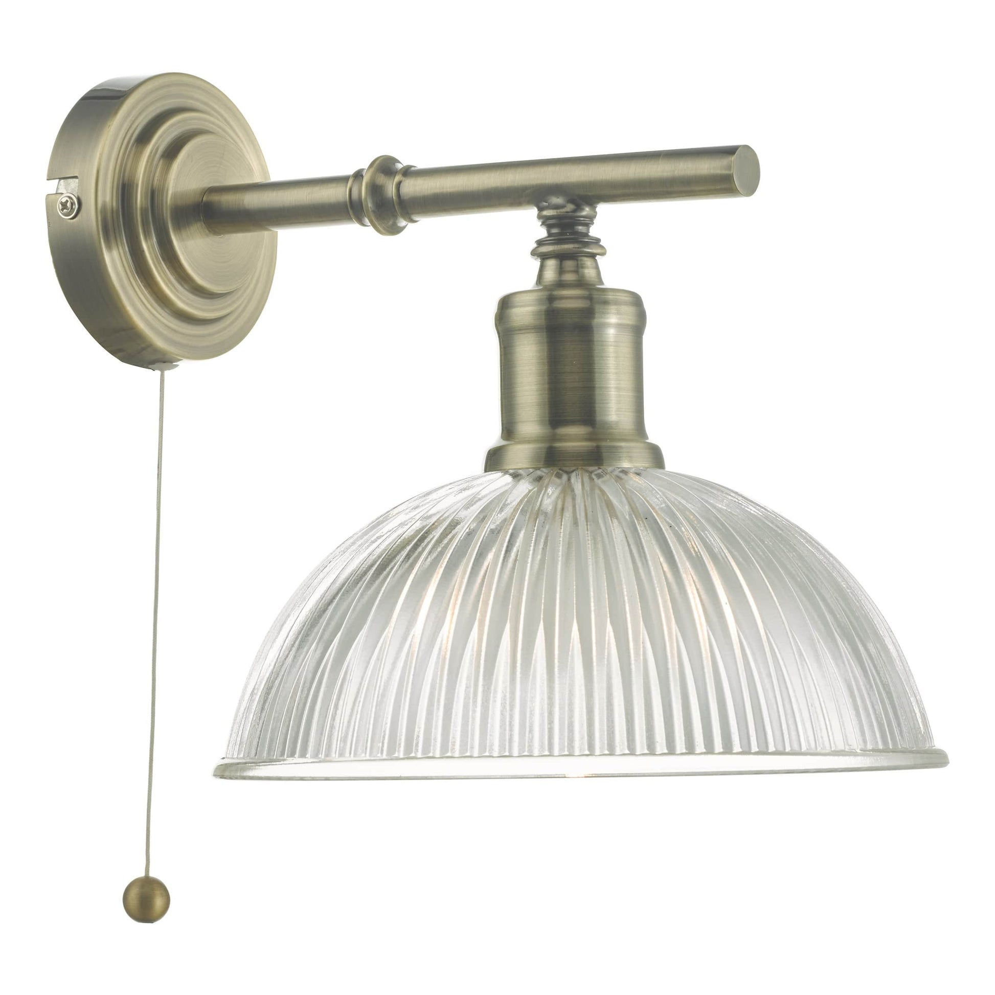 dar lighting Dara Wall Light Antique Brass & Glass DAR0775