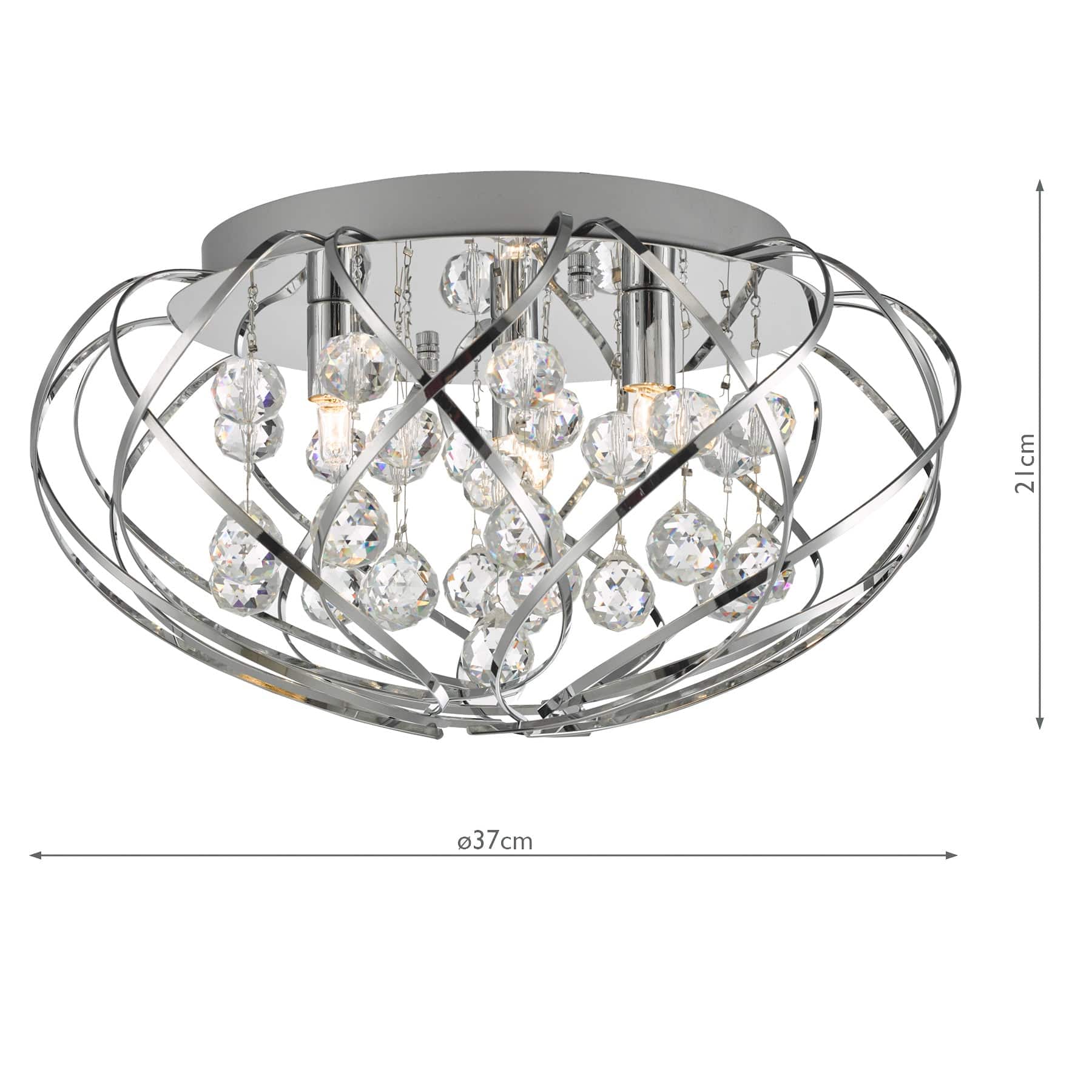 dar lighting Davian 3 Light Flush Crystal & Polished Chrome DAV5250