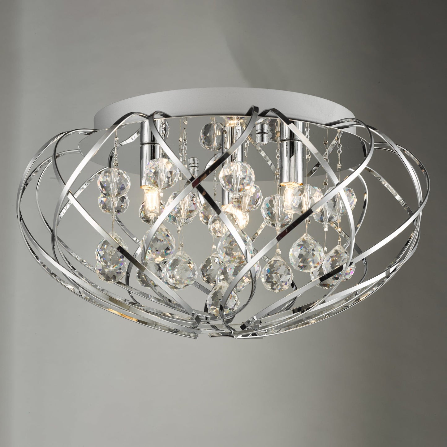 dar lighting Davian 3 Light Flush Crystal & Polished Chrome DAV5250