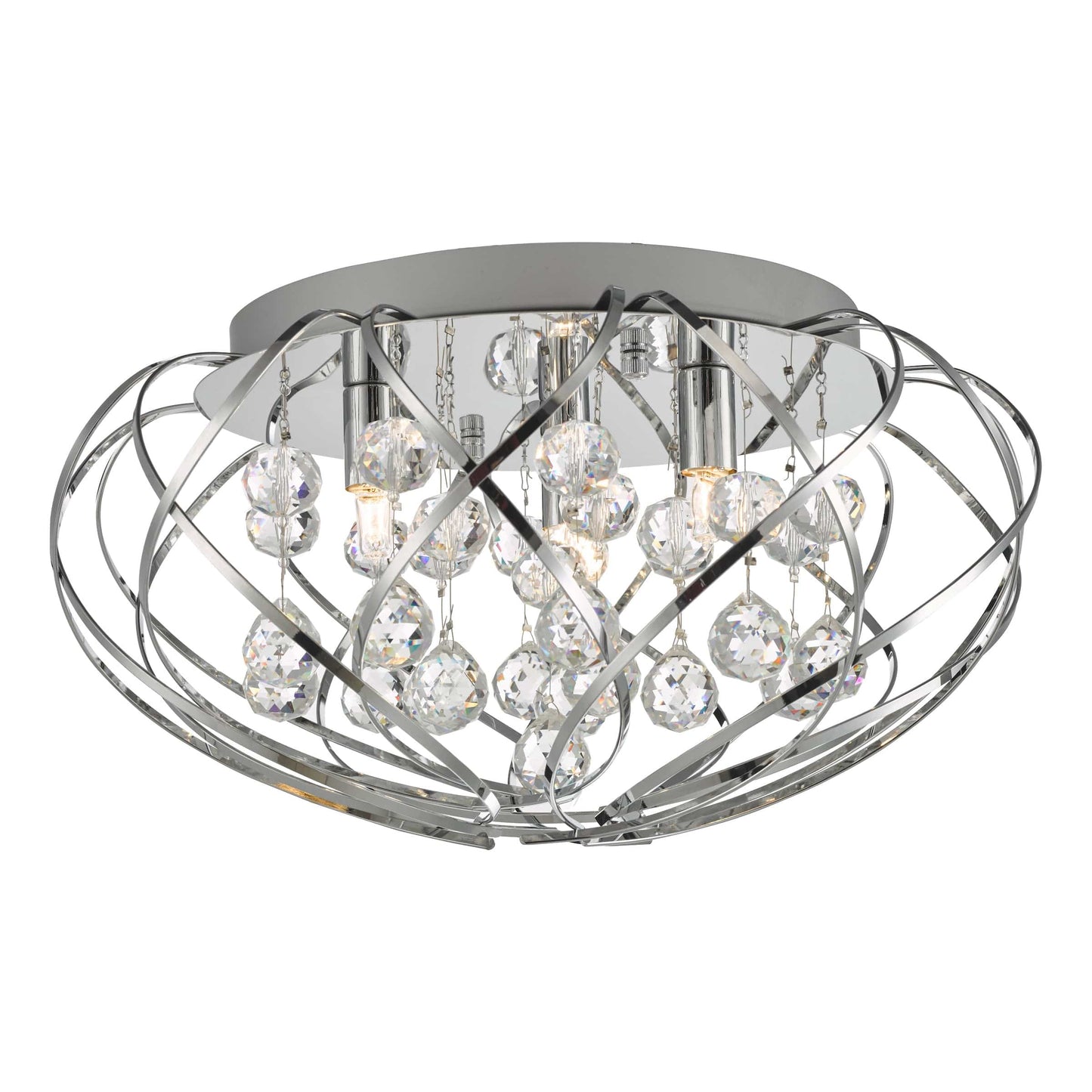 dar lighting Davian 3 Light Flush Crystal & Polished Chrome DAV5250