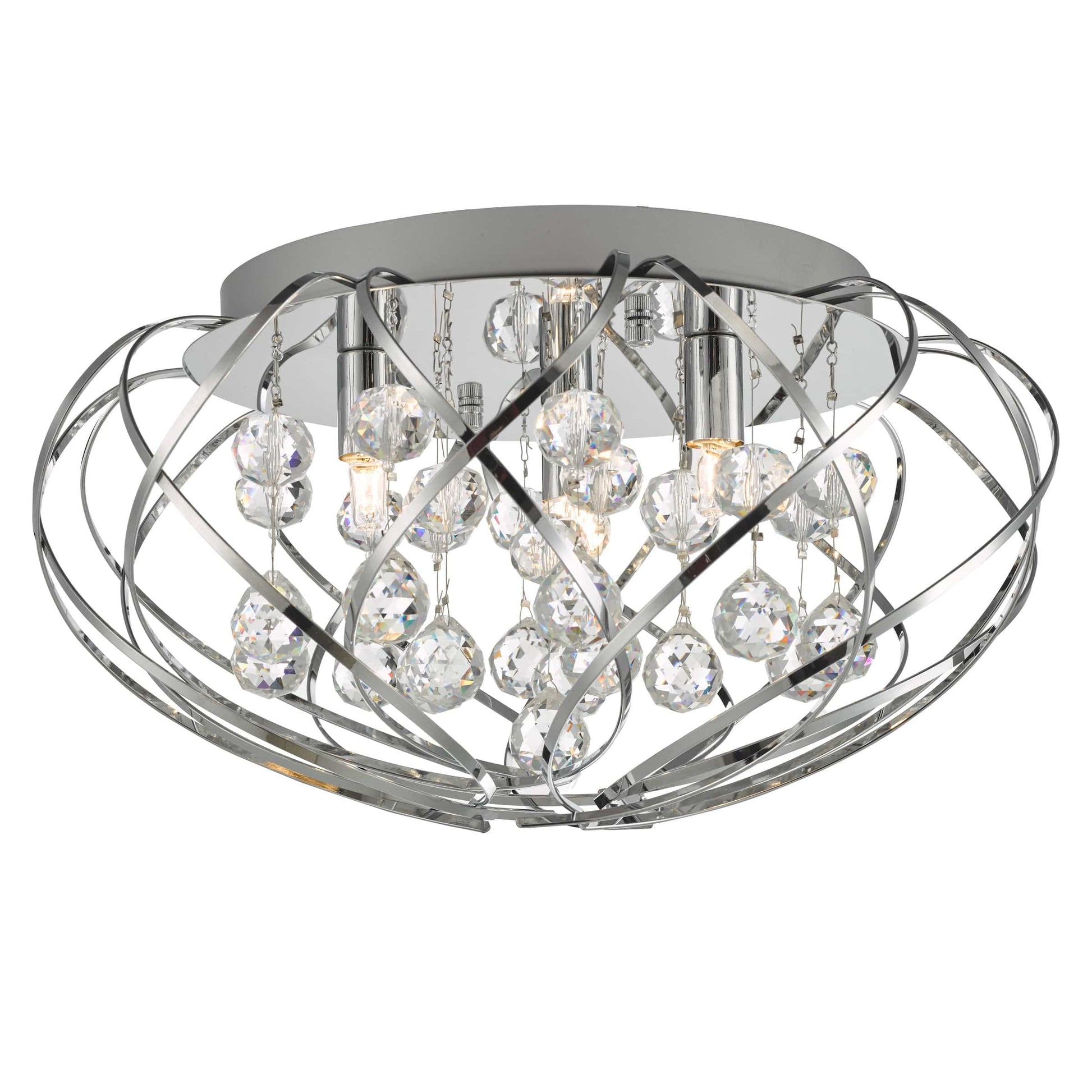 dar lighting Davian 3 Light Flush Crystal & Polished Chrome DAV5250