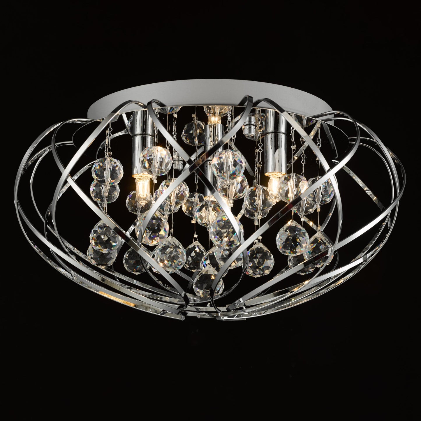 dar lighting Davian 3 Light Flush Crystal & Polished Chrome DAV5250