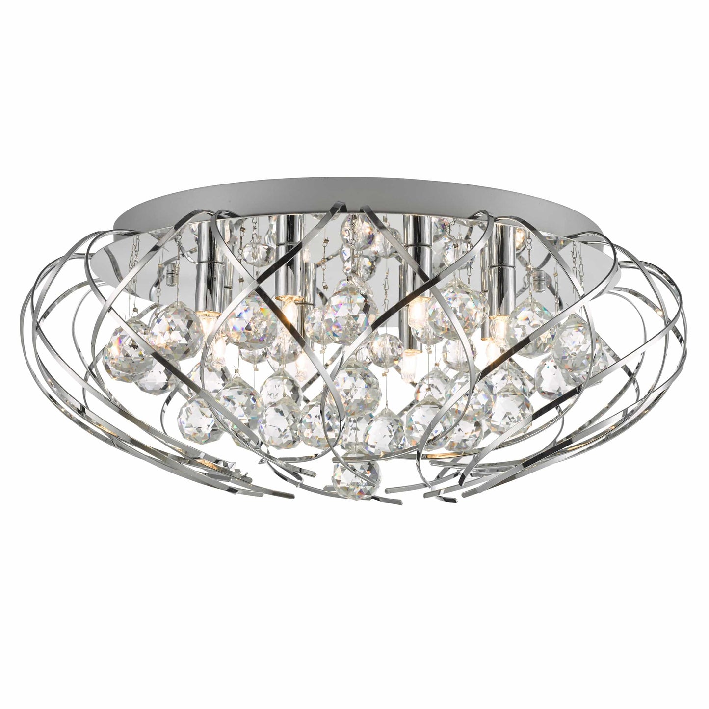 dar lighting Davian 8 Light Flush Polished Chrome Crystal DAV4850