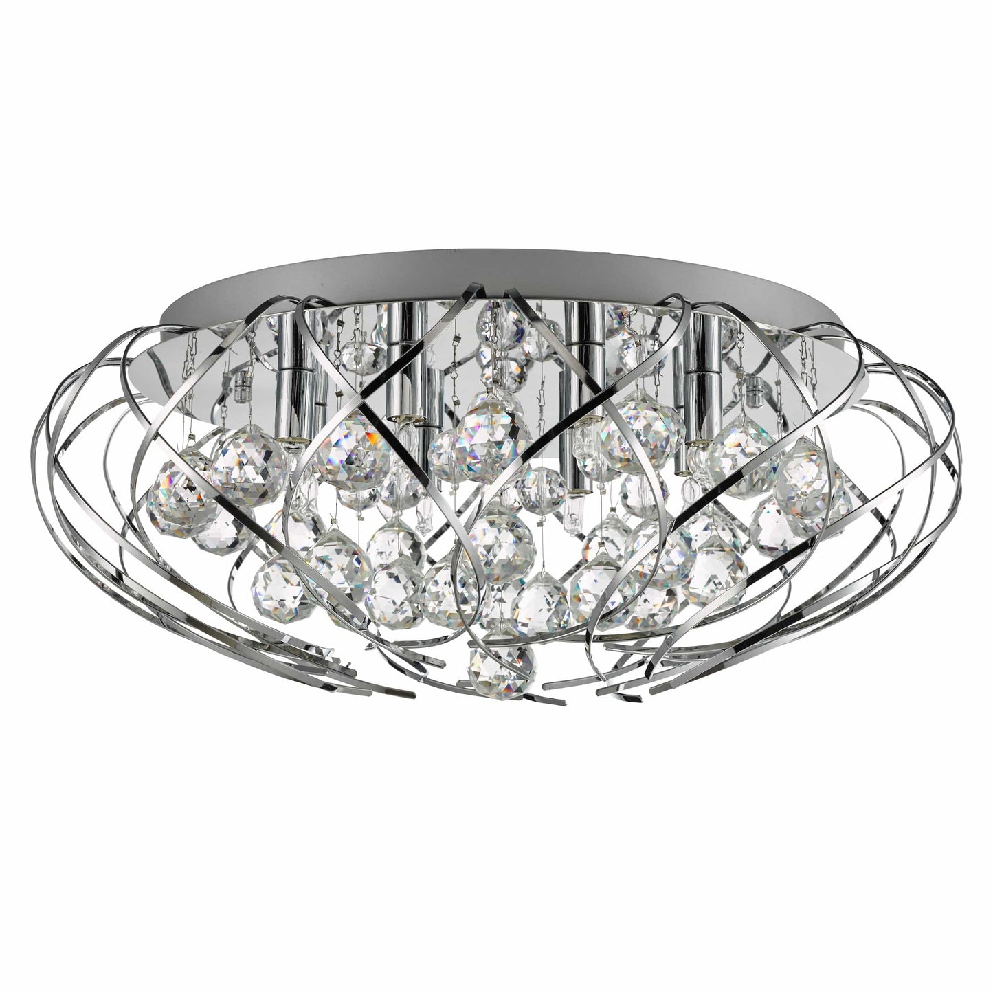 dar lighting Davian 8 Light Flush Polished Chrome Crystal DAV4850