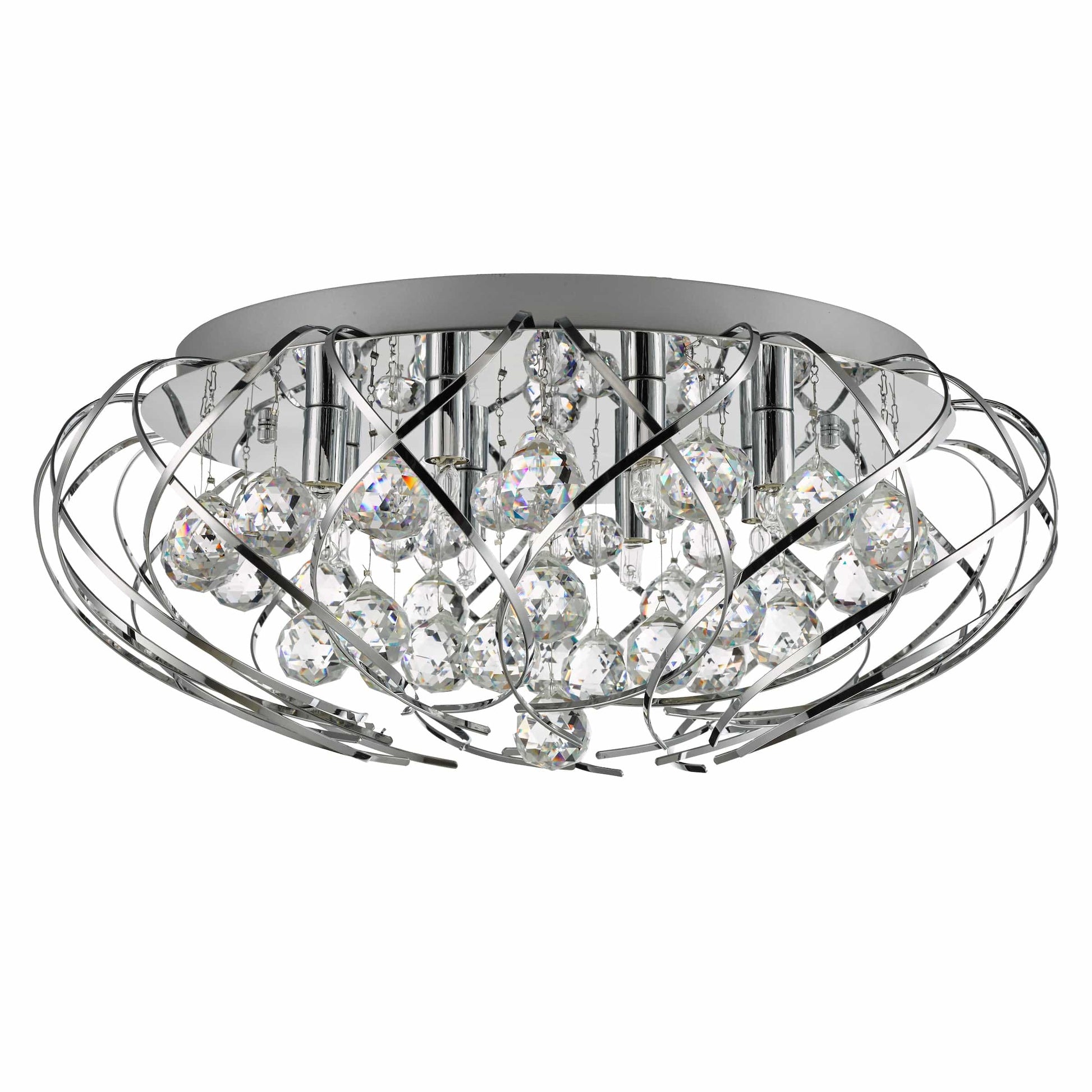 dar lighting Davian 8 Light Flush Polished Chrome Crystal DAV4850