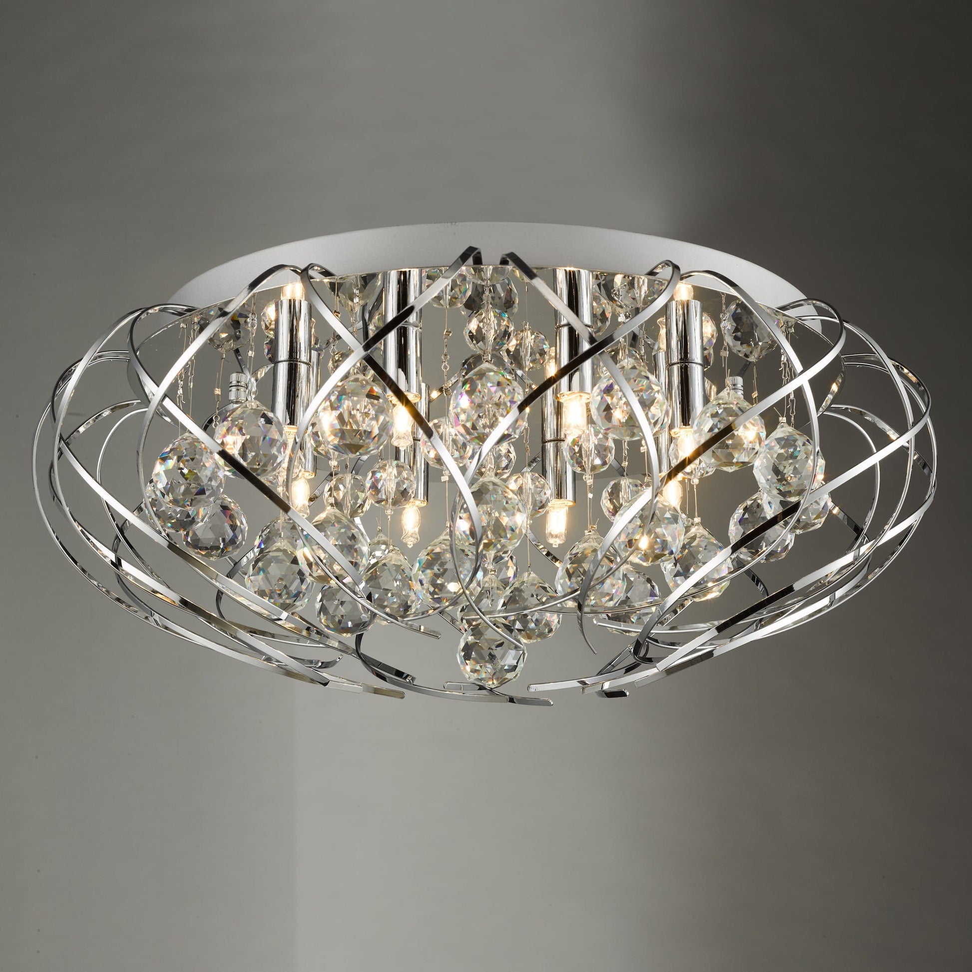 dar lighting Davian 8 Light Flush Polished Chrome Crystal DAV4850