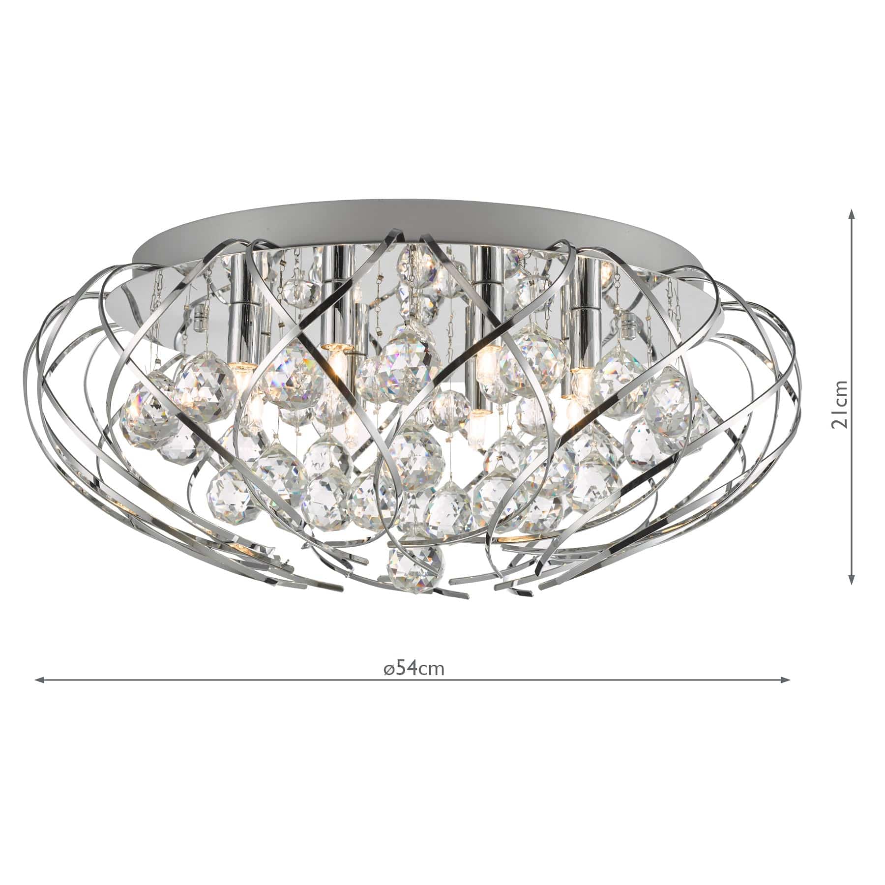 dar lighting Davian 8 Light Flush Polished Chrome Crystal DAV4850