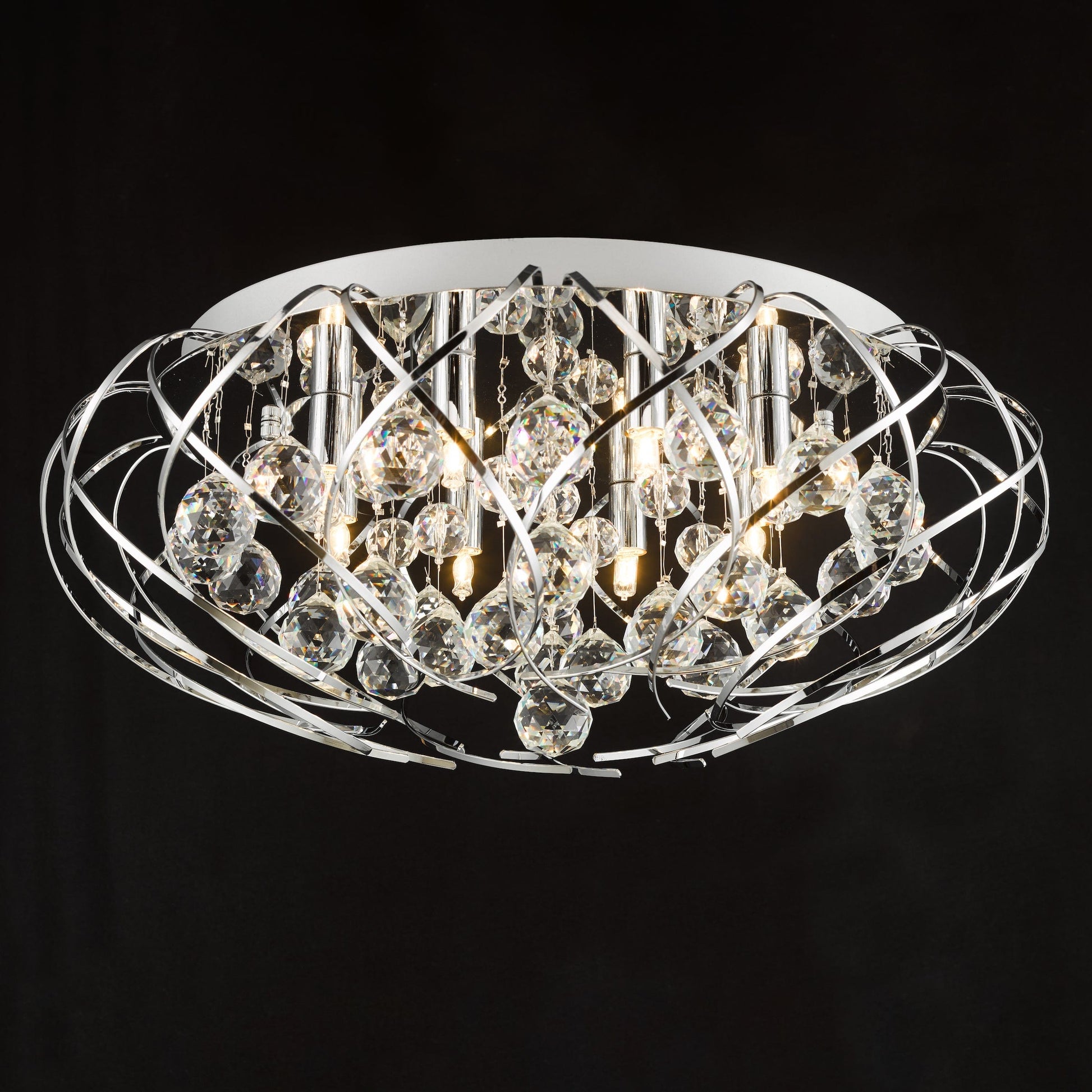 dar lighting Davian 8 Light Flush Polished Chrome Crystal DAV4850