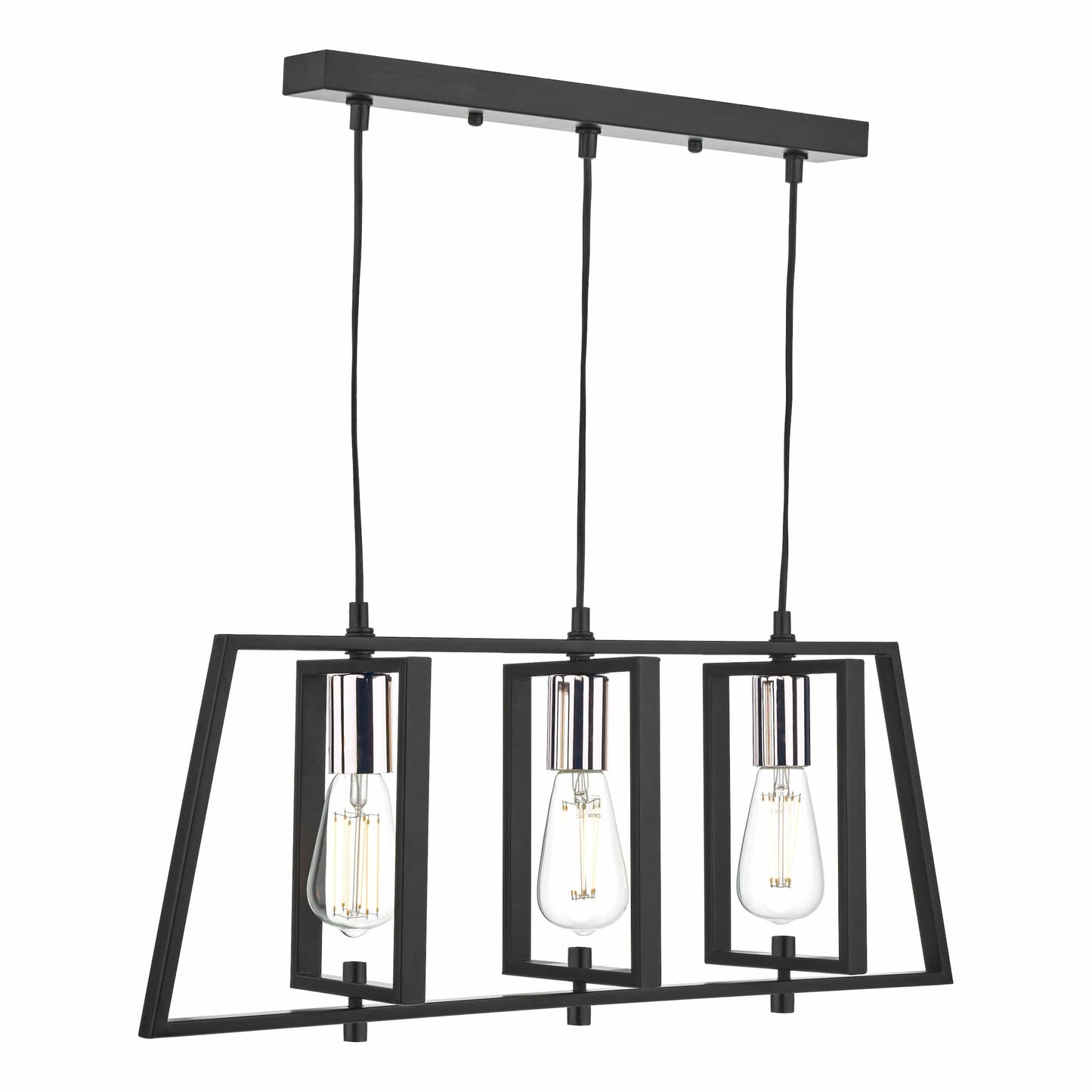 dar lighting Dax 3 Light Bar Pendant Black & Polished Chrome DAX0350