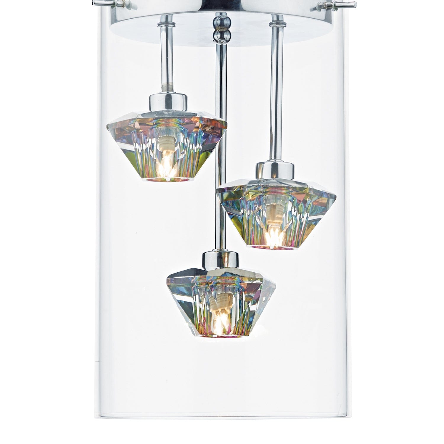 dar lighting Decade 3 Light Pendant Polished Chrome Glass DEC5308