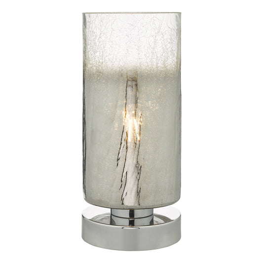 dar lighting Deena Touch Table Lamp Polished Chrome Crackle Glass DEE4208