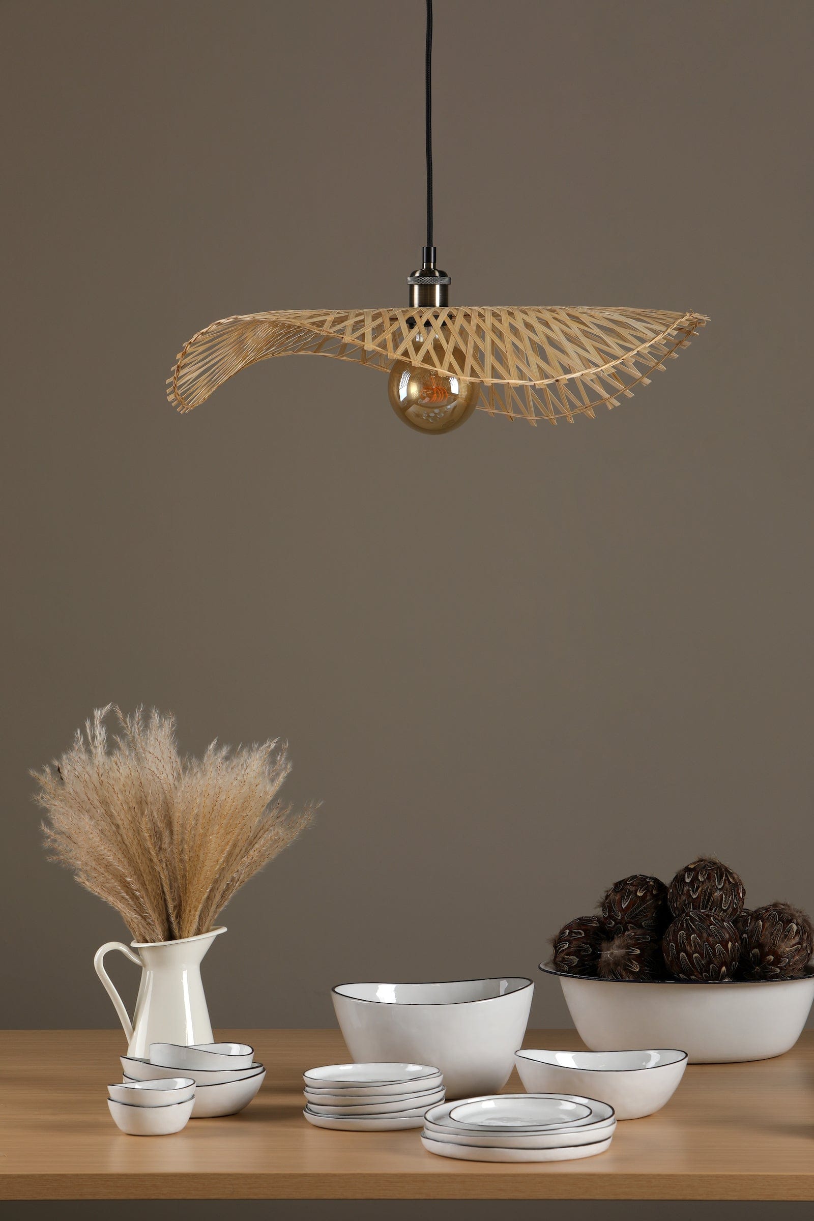 dar lighting Deja Easy Fit Pendant Natural Rattan DEJ6529