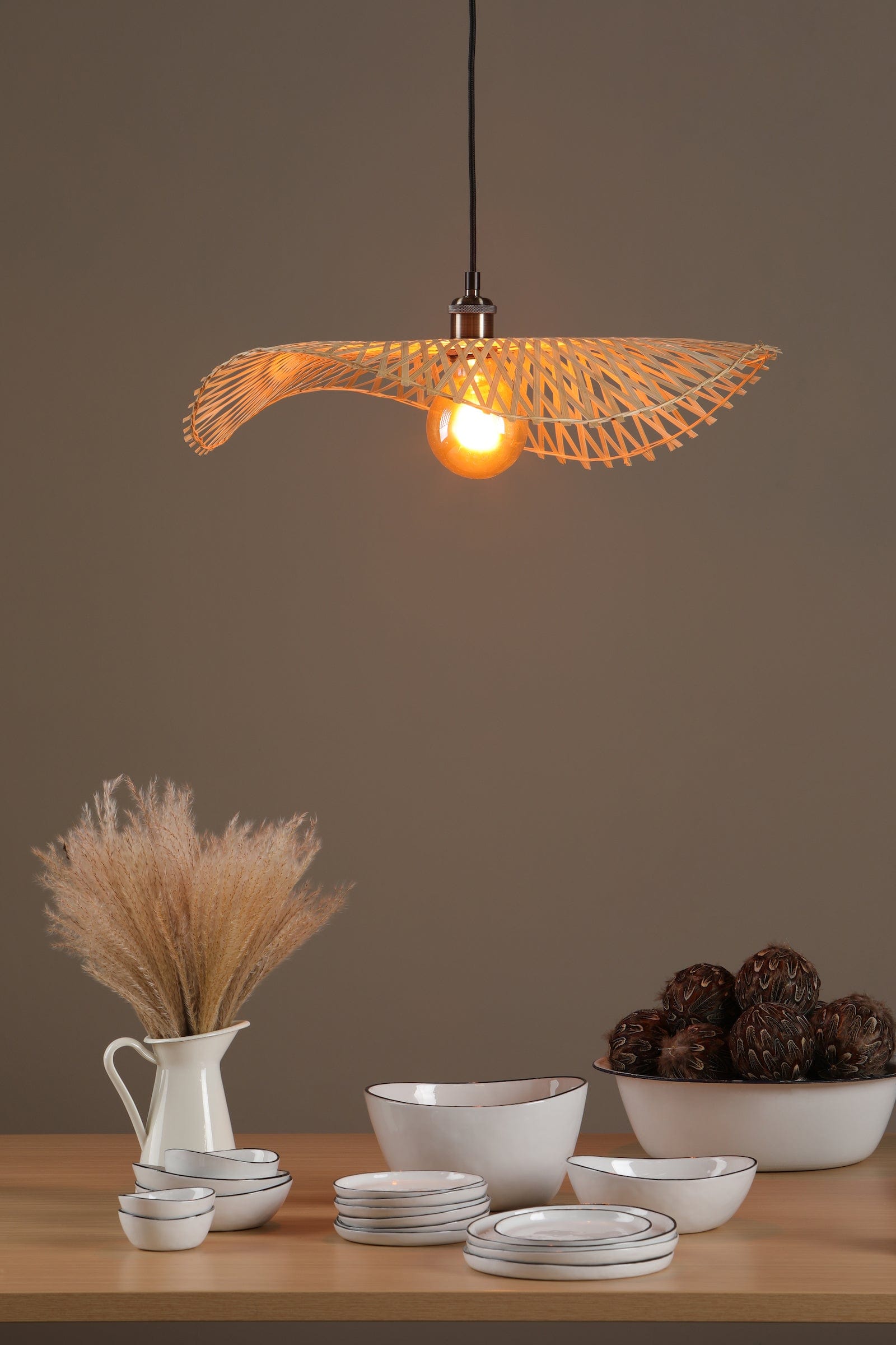 dar lighting Deja Easy Fit Pendant Natural Rattan DEJ6529