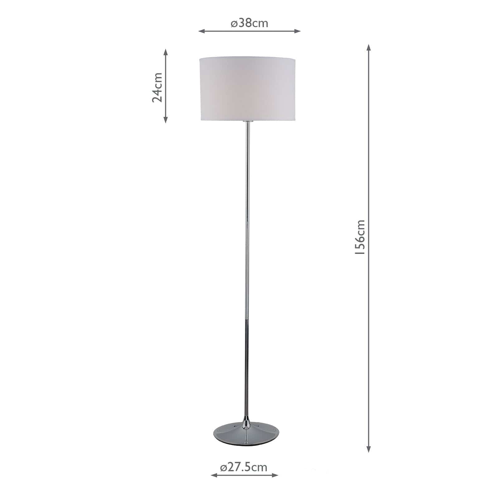 dar lighting Delta Floor Lamp Polished Chrome With Shade DEL4950