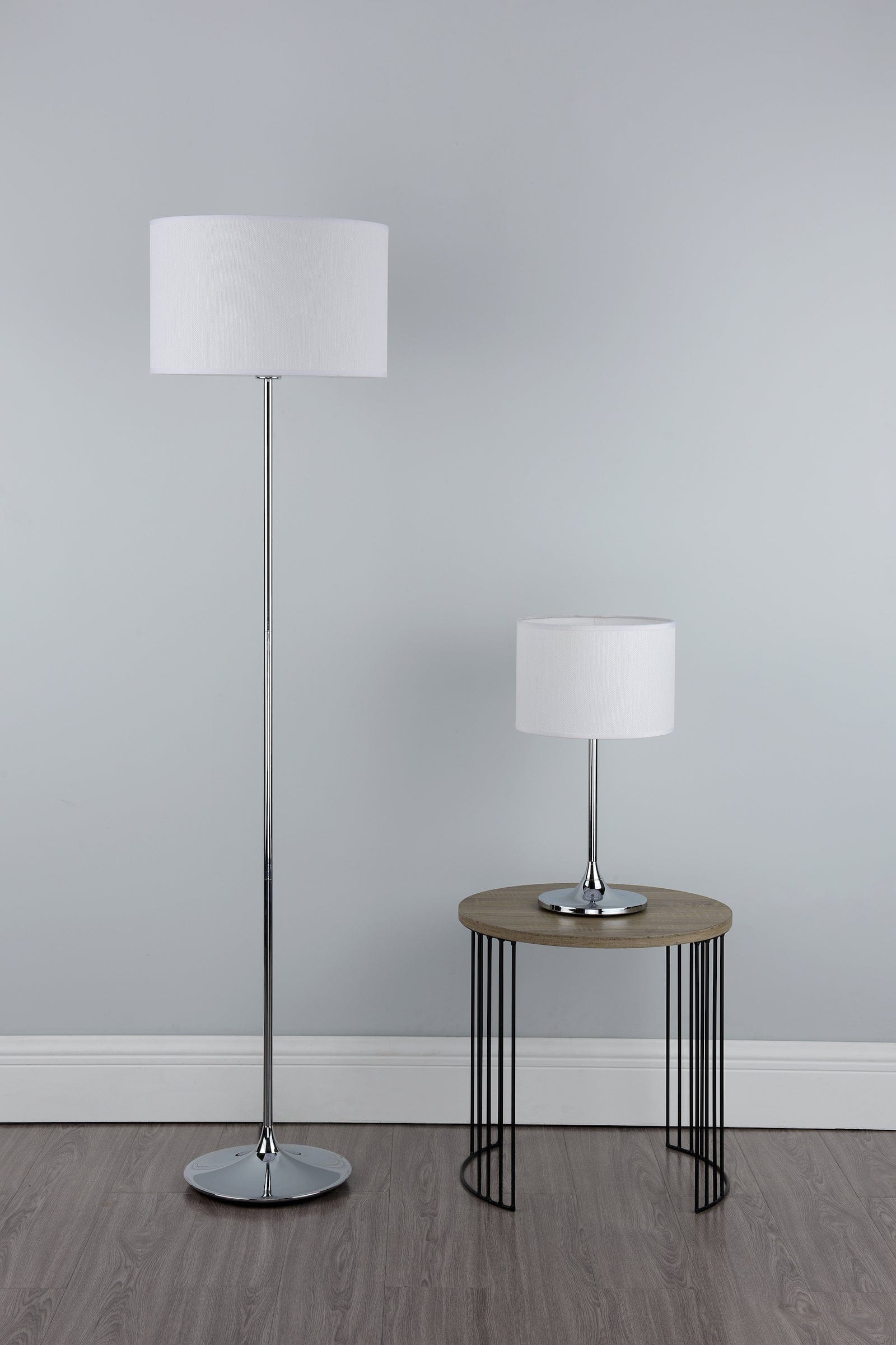 dar lighting Delta Floor Lamp Polished Chrome With Shade DEL4950
