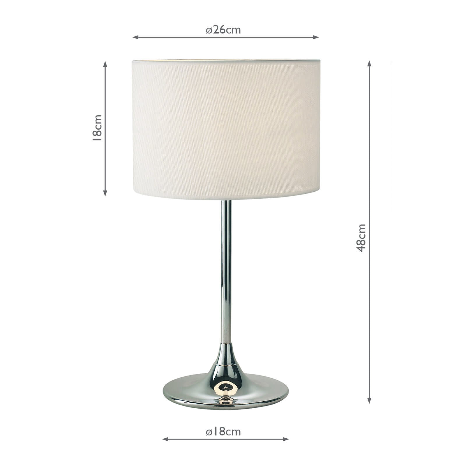dar lighting Delta Table Lamp Polished Chrome With Shade DEL4250