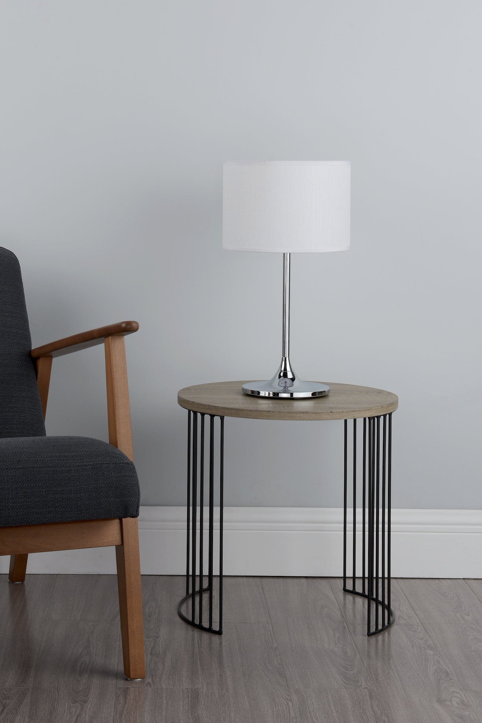 dar lighting Delta Table Lamp Polished Chrome With Shade DEL4250