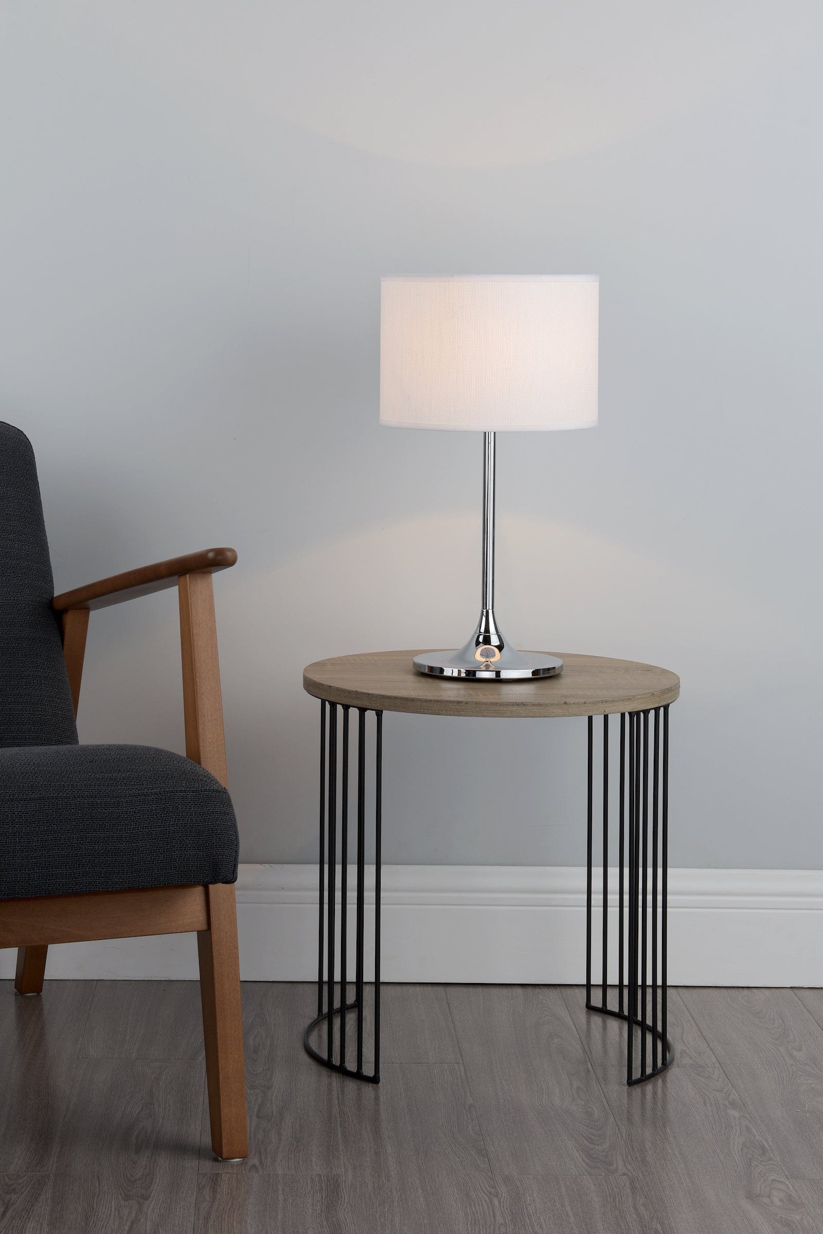 dar lighting Delta Table Lamp Polished Chrome With Shade DEL4250