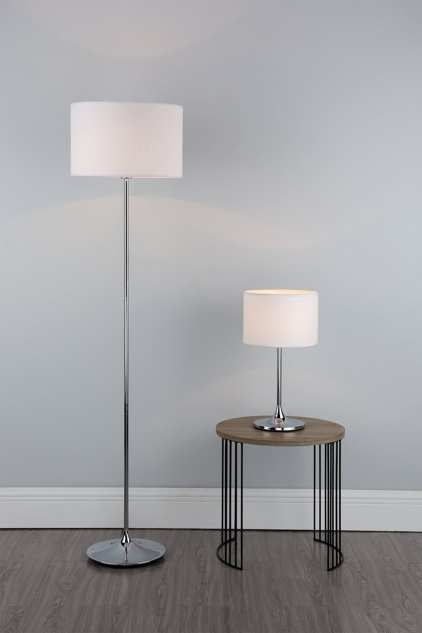 dar lighting Delta Table Lamp Polished Chrome With Shade DEL4250