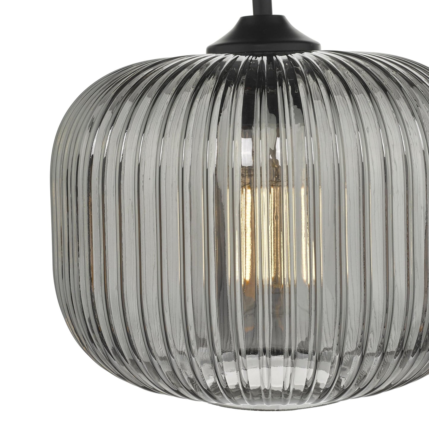 dar lighting Demarius 1 Light Pendant Black and Smoked Glass DEM0110