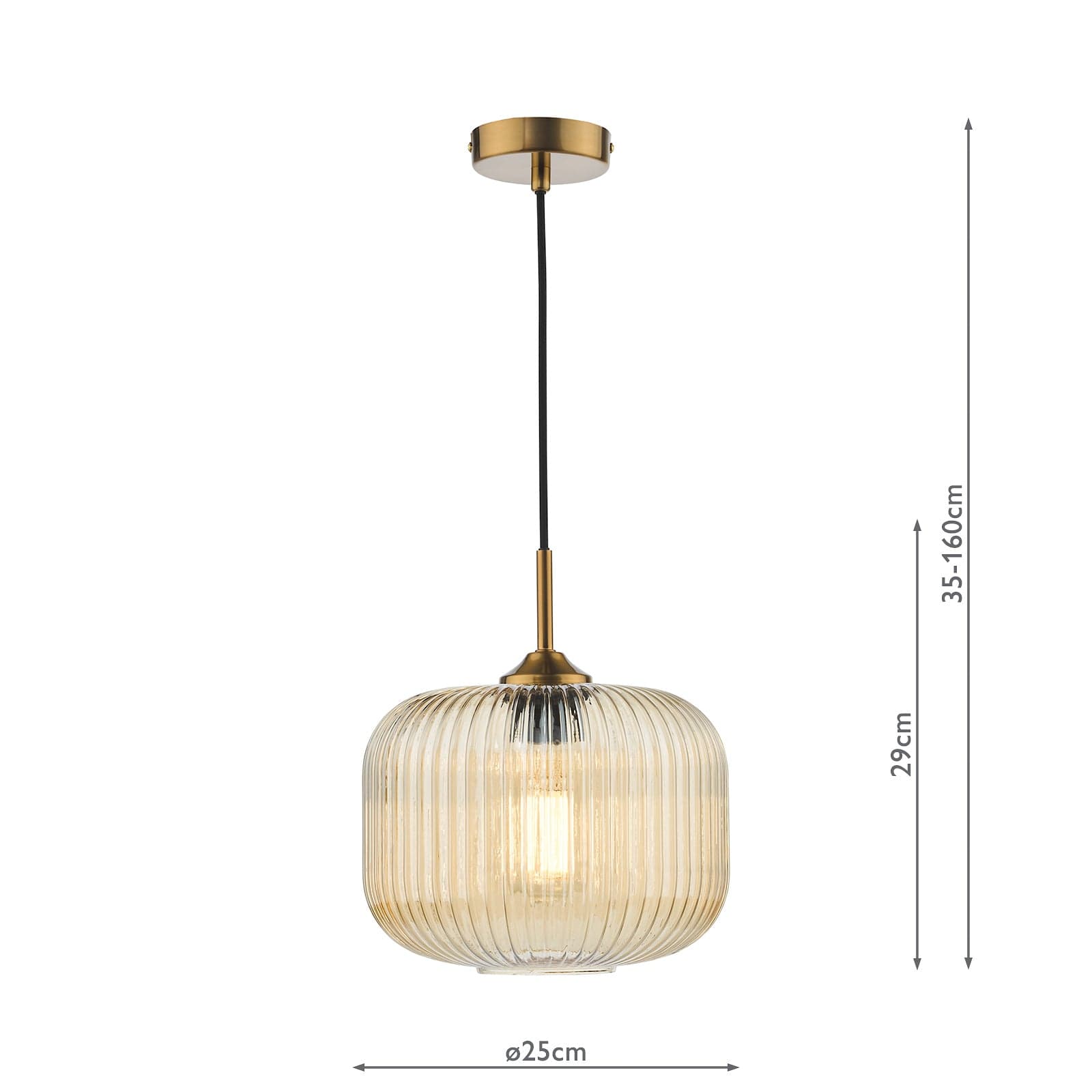 dar lighting Demarius Pendant Natural Brass and Amber Glass DEM0106