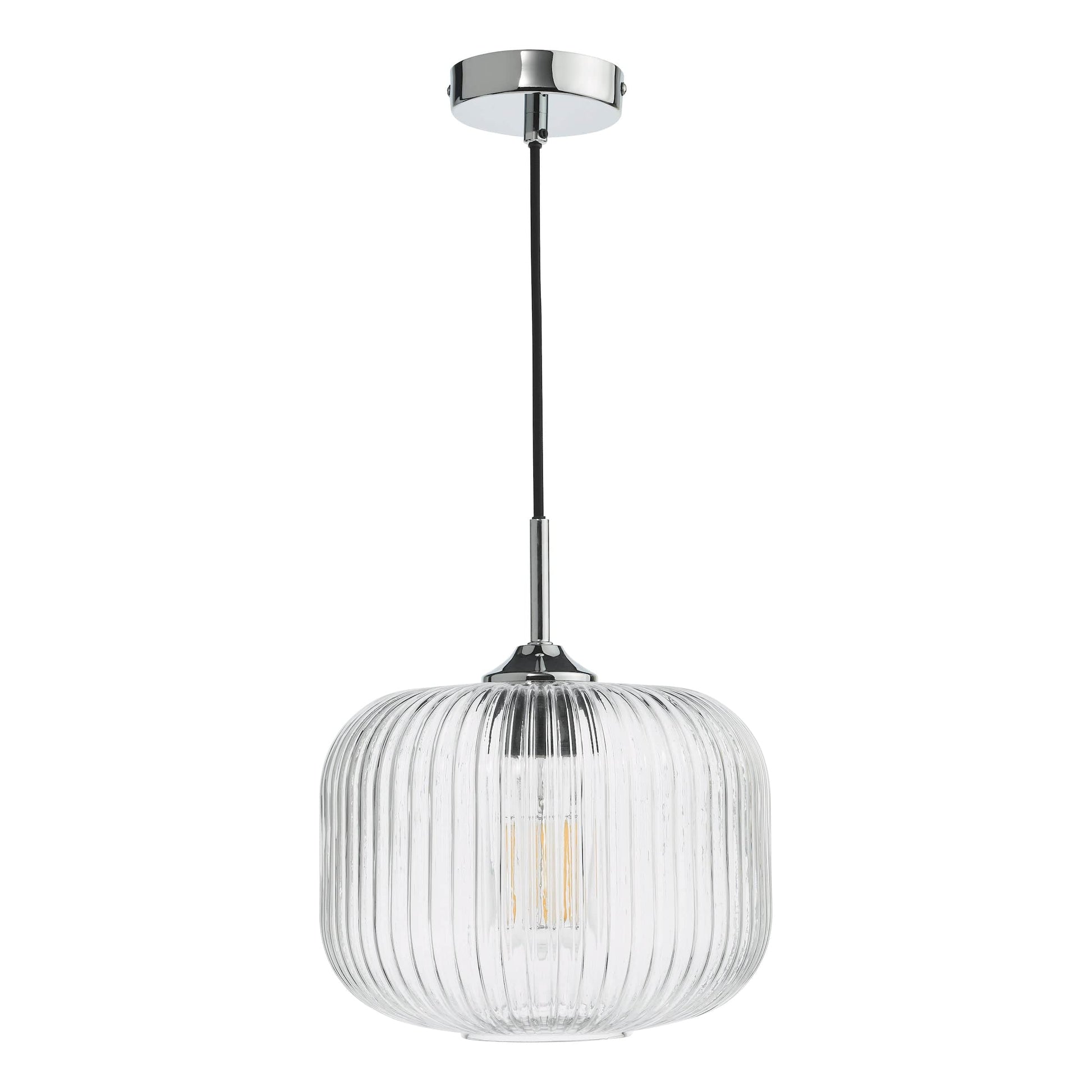 dar lighting Demarius Pendant Polished Chrome and Clear Glass DEM0108