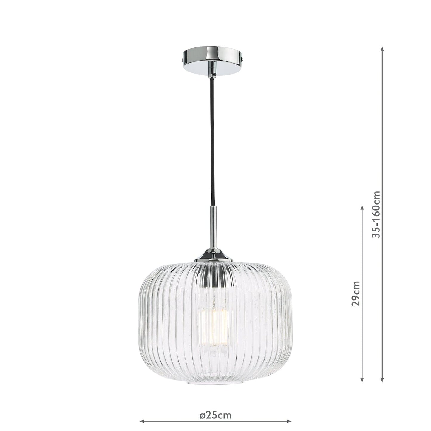 dar lighting Demarius Pendant Polished Chrome and Clear Glass DEM0108