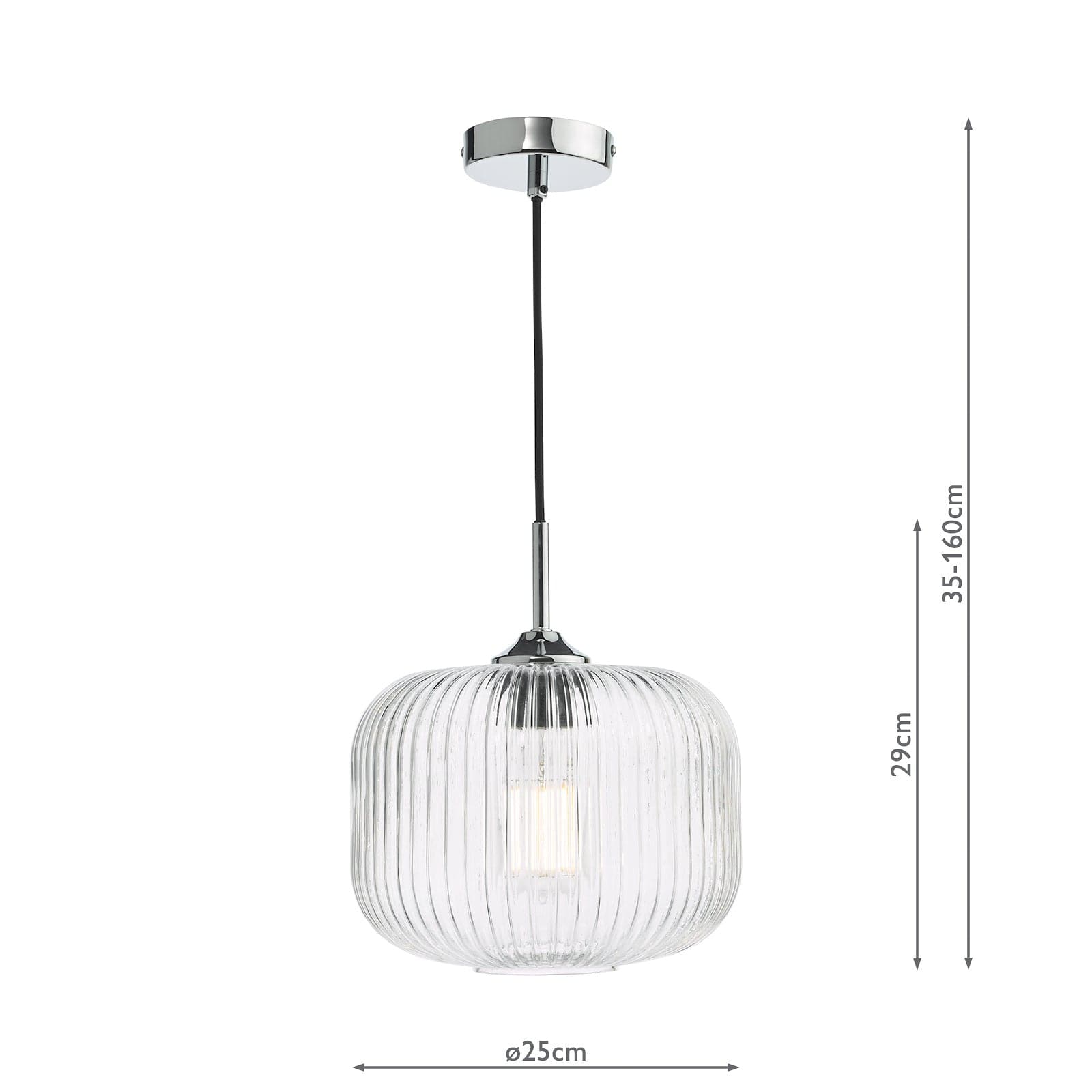 dar lighting Demarius Pendant Polished Chrome and Clear Glass DEM0108