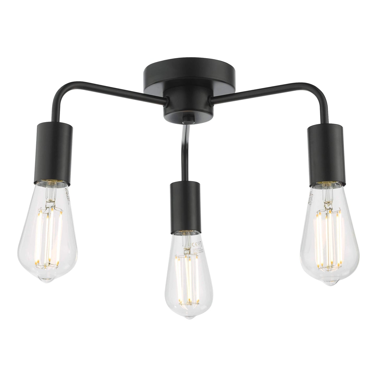 dar lighting Dena 3 Light Flush Matt Black DEN5322