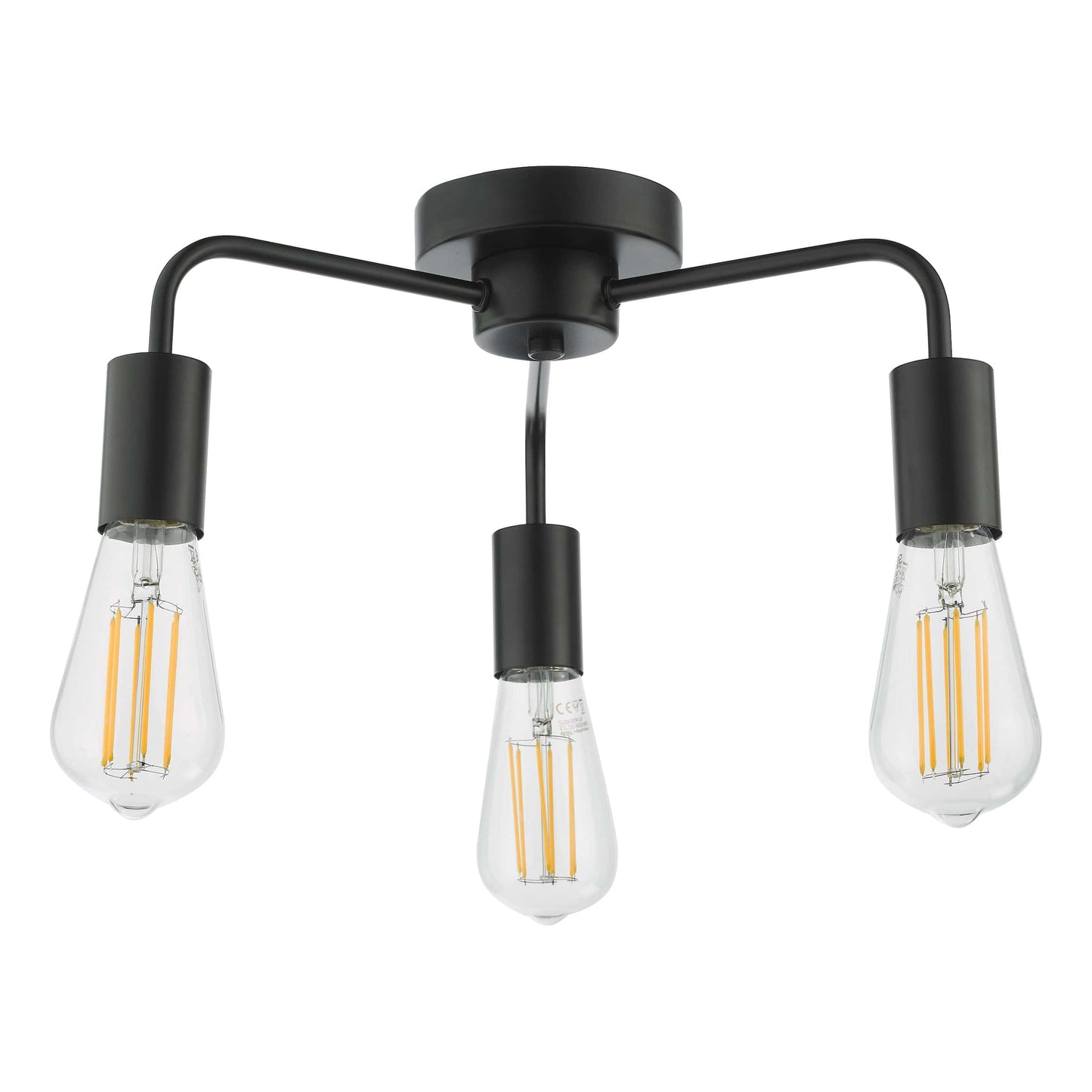 dar lighting Dena 3 Light Flush Matt Black DEN5322