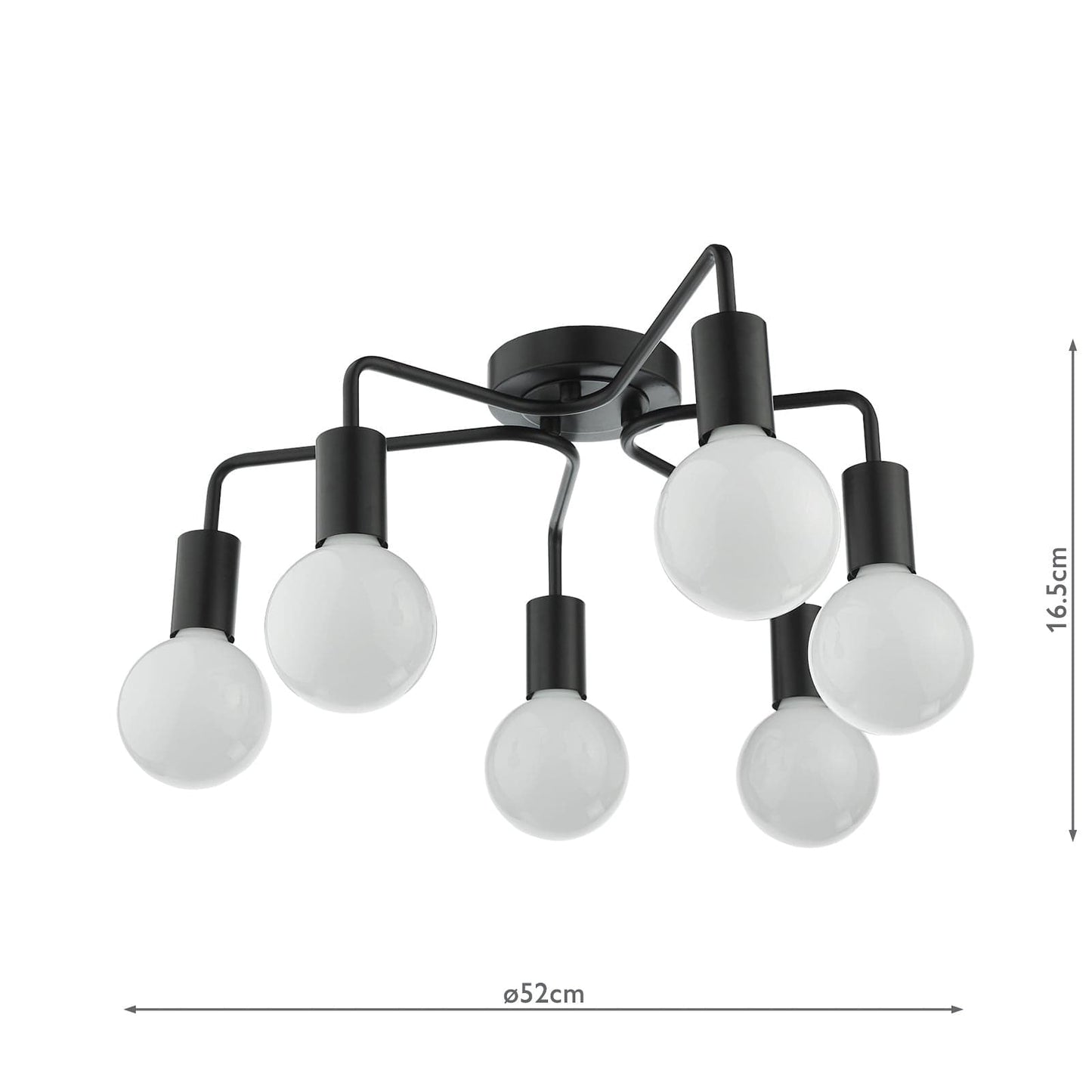 dar lighting Dena 6 Light Flush Matt Black DEN0622