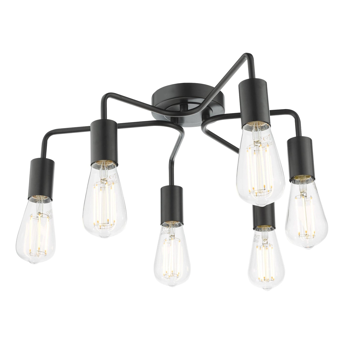 dar lighting Dena 6 Light Flush Matt Black DEN0622