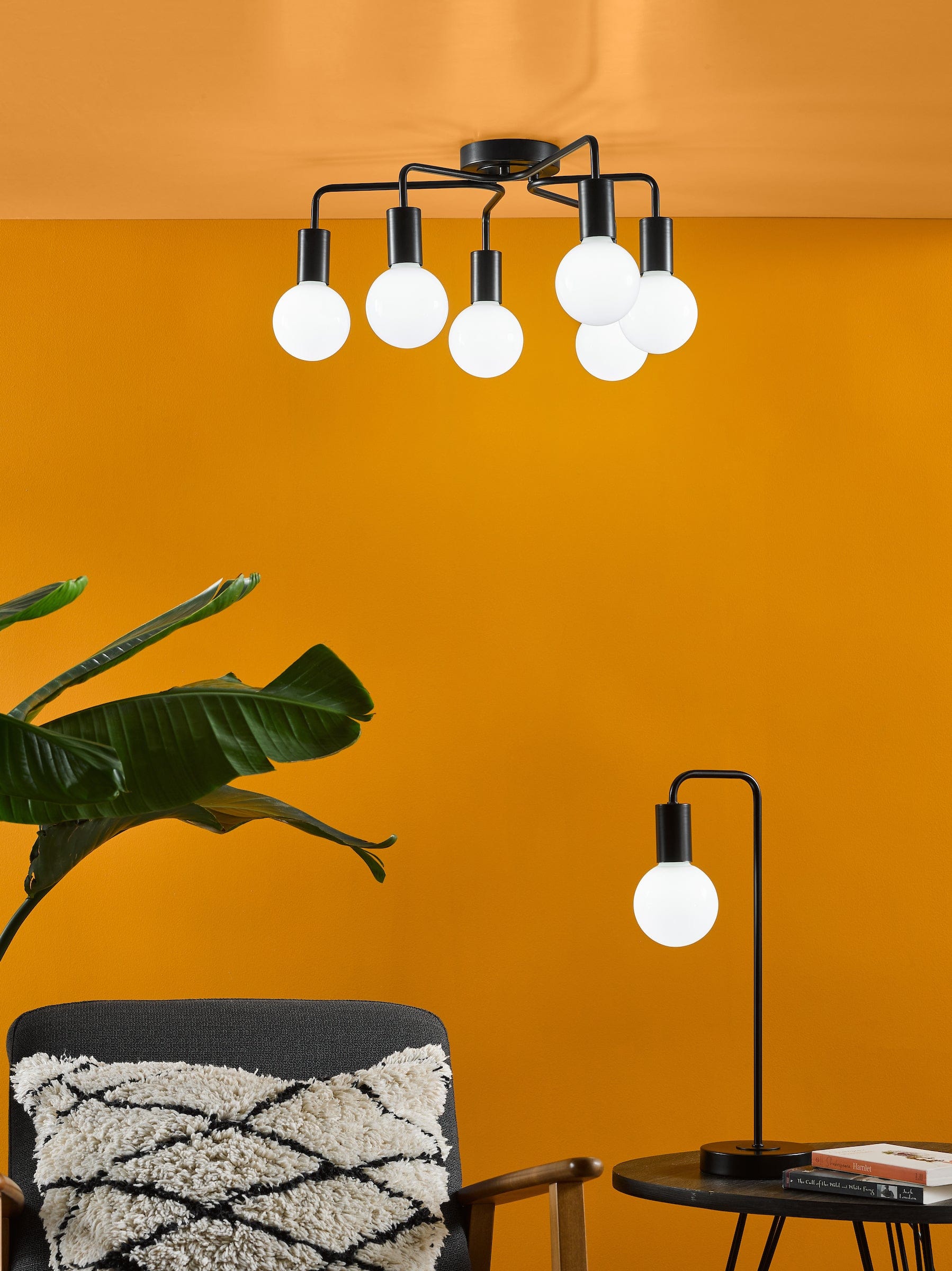 dar lighting Dena Table Lamp Matt Black DEN4222