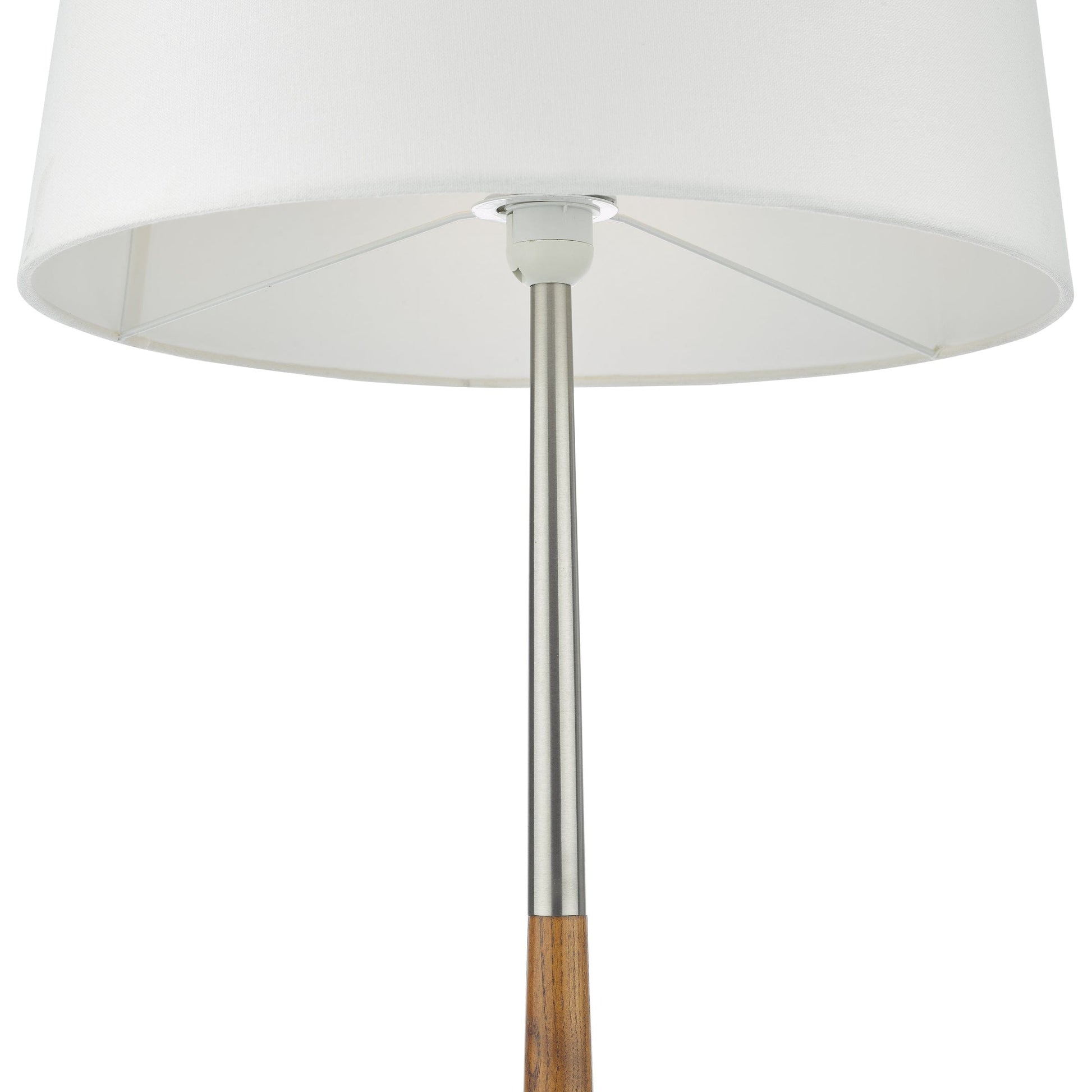 dar lighting Detroit Floor Lamp Satin Nickel Walnut Detail Base Only DET4946